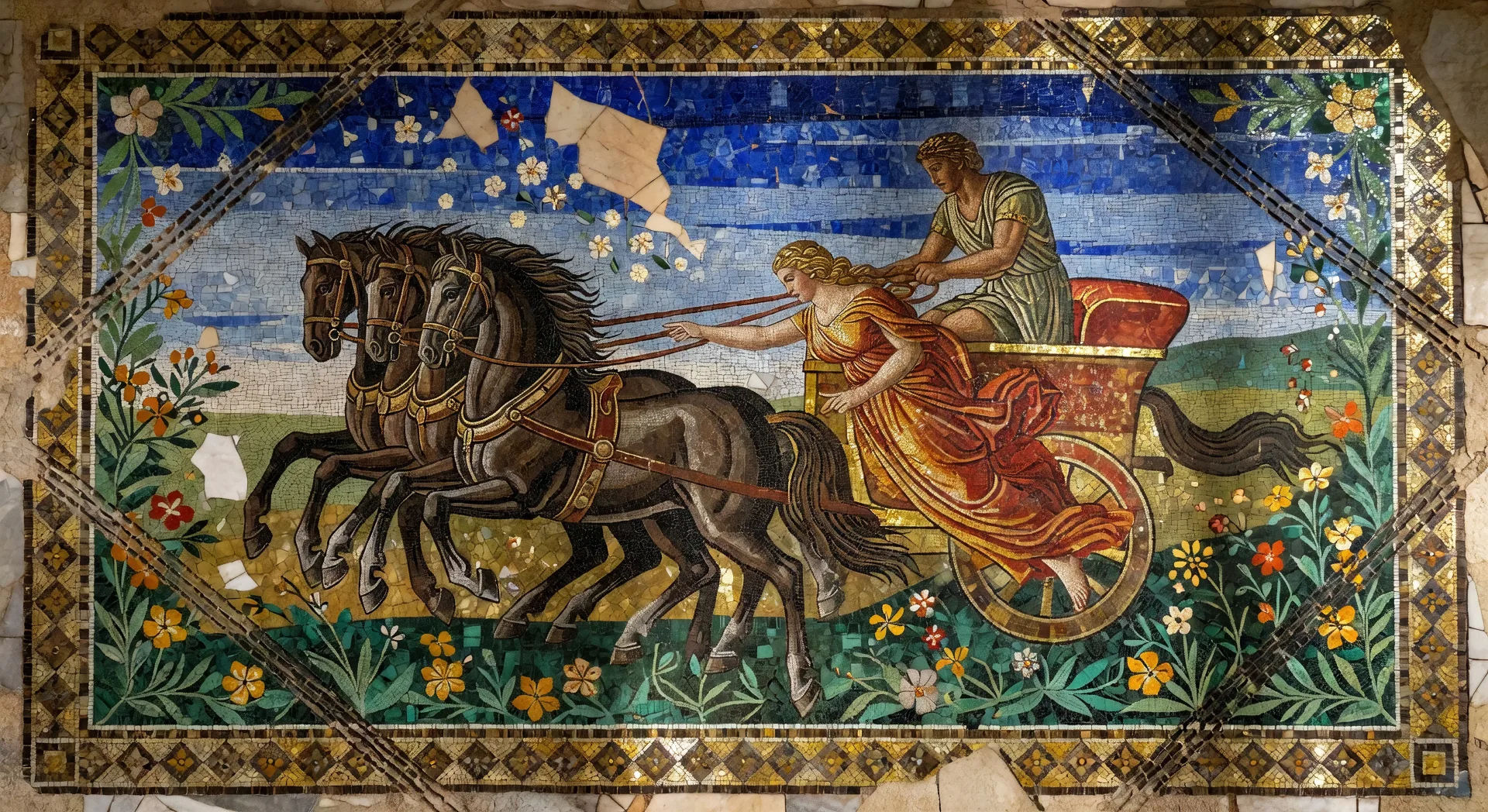 Bodenmosaik einer mythologischen Szene