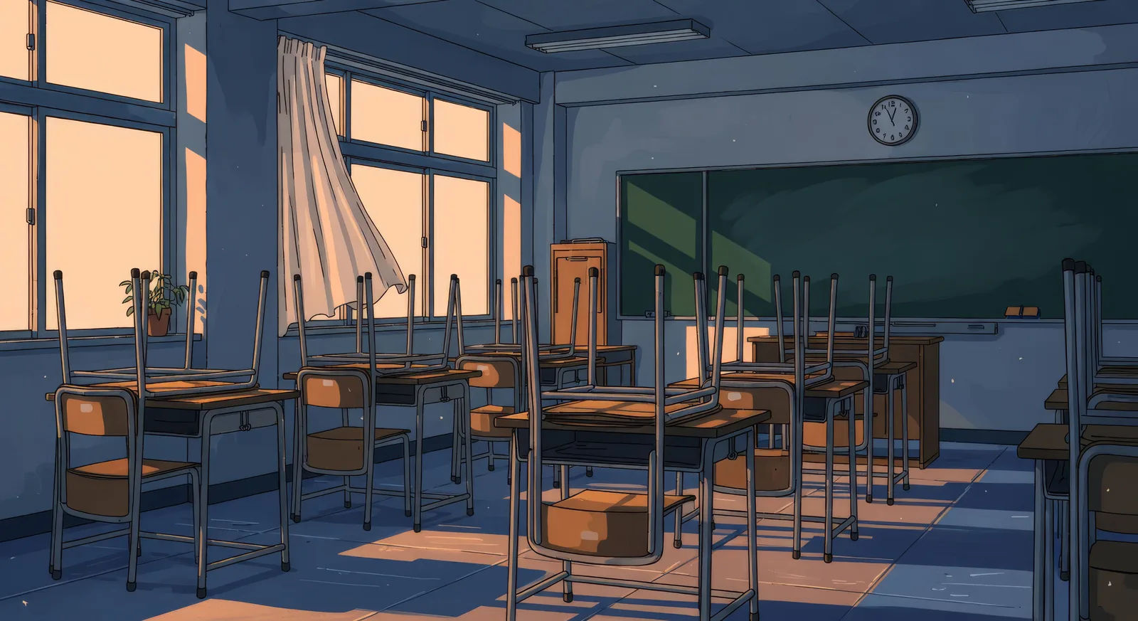 Salón vacío al atardecer