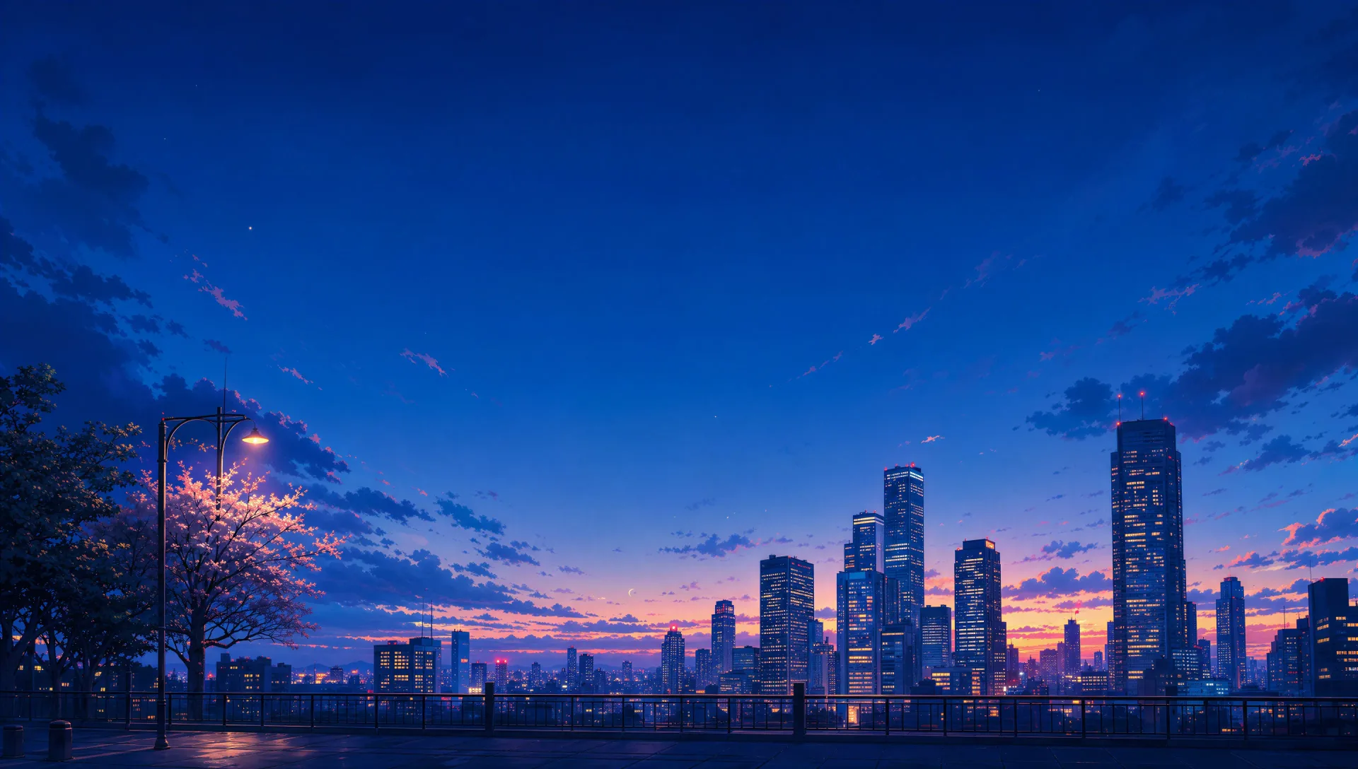 City skyline at blue hour