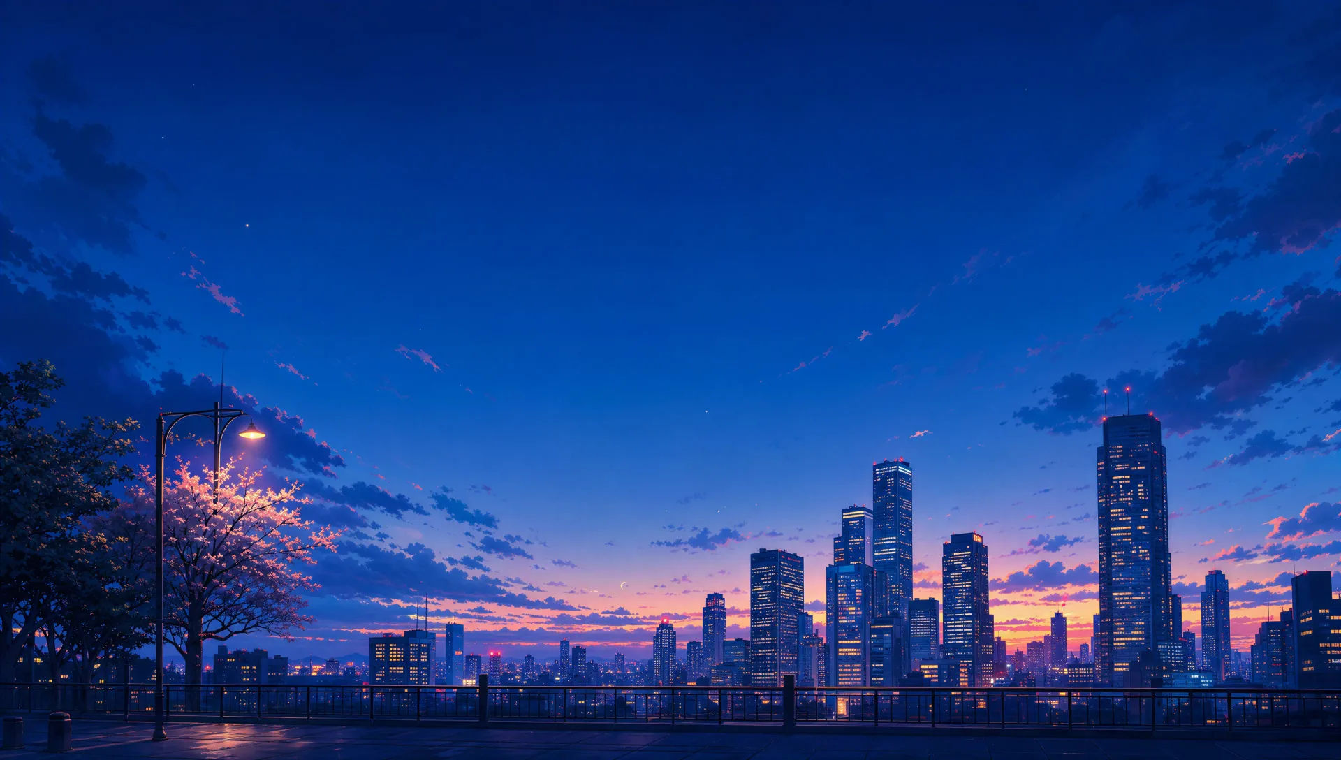 City skyline at blue hour