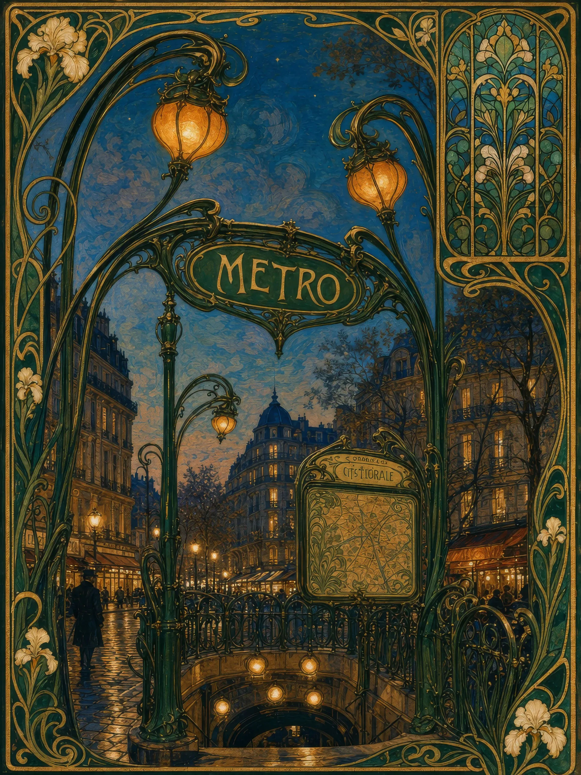 Entrada de metrô em ferro forjado