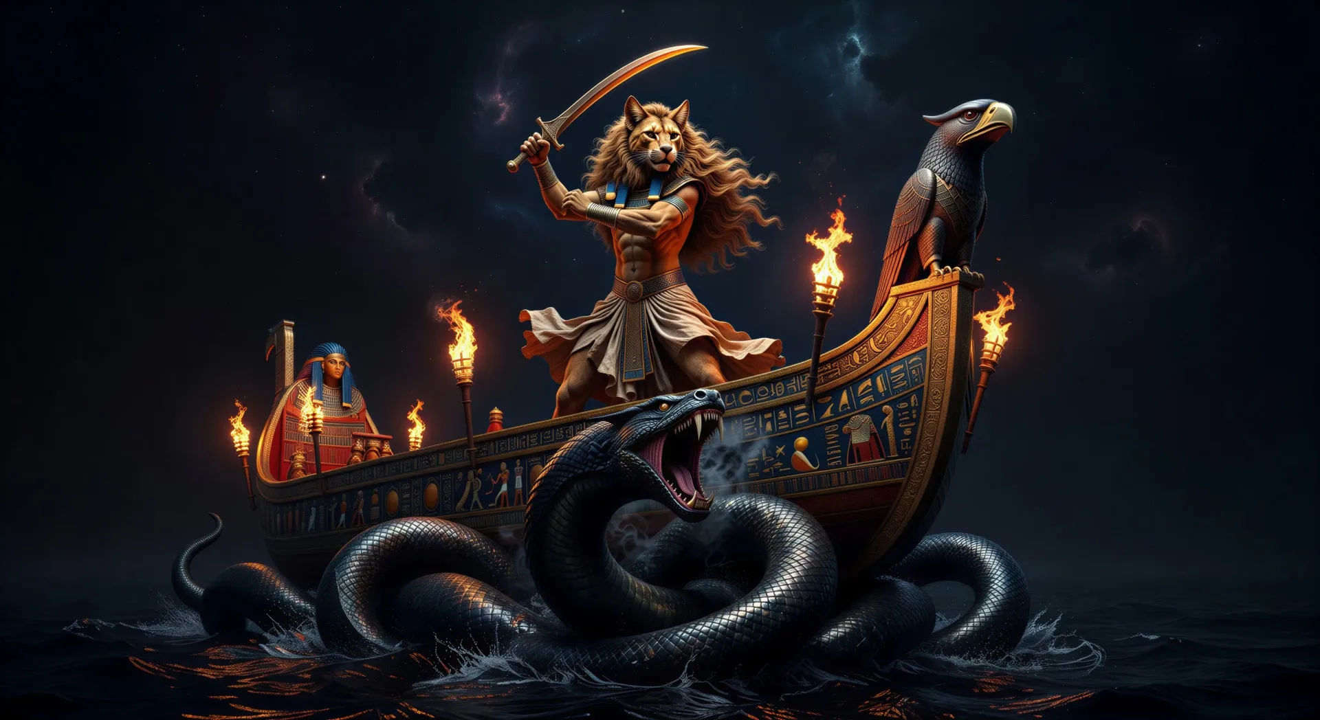 Bastet defends the night barque