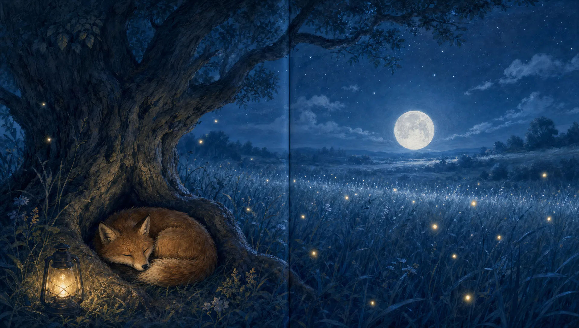 A moonlit meadow