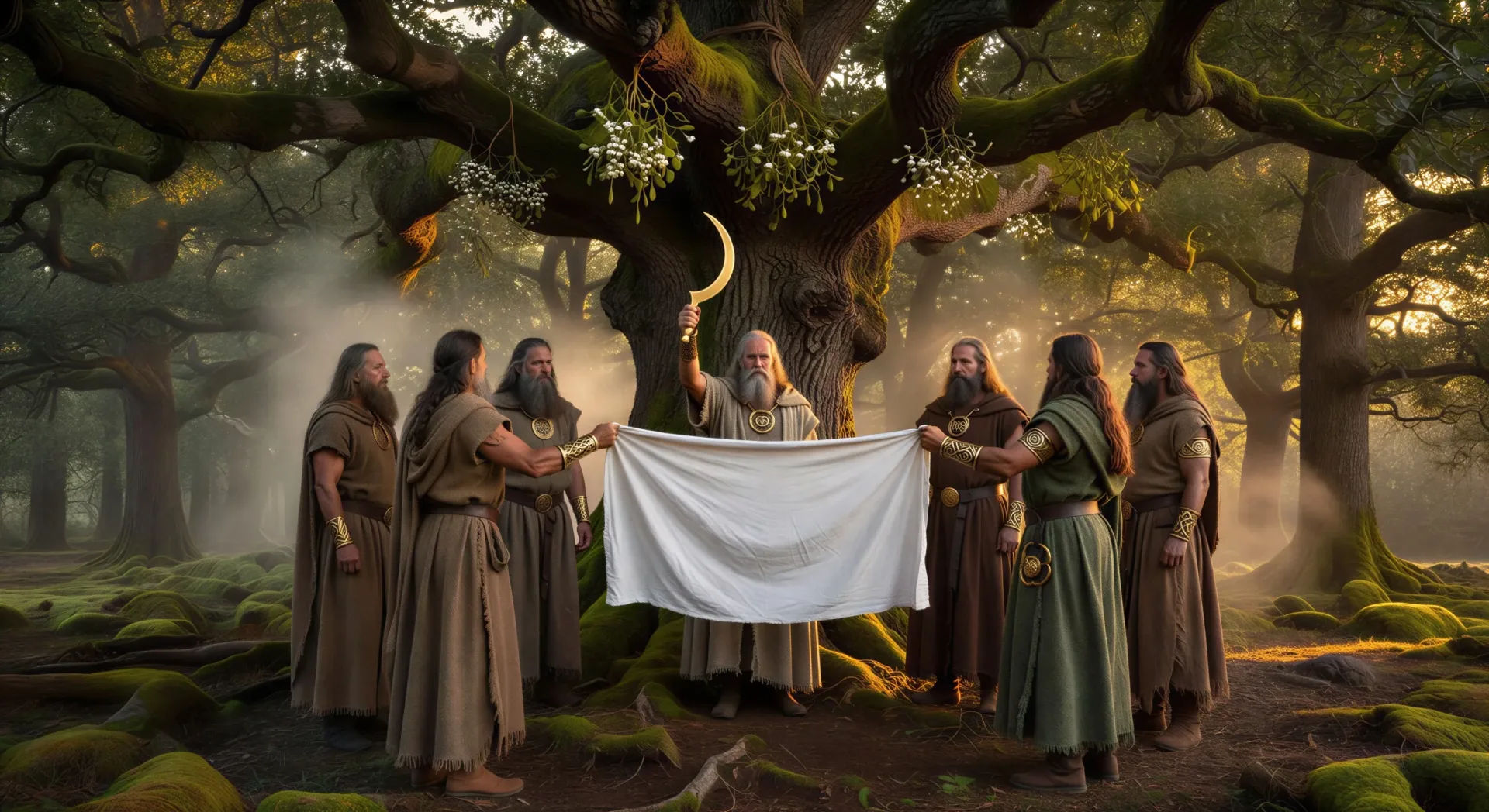 Druid ritual in the oak grove