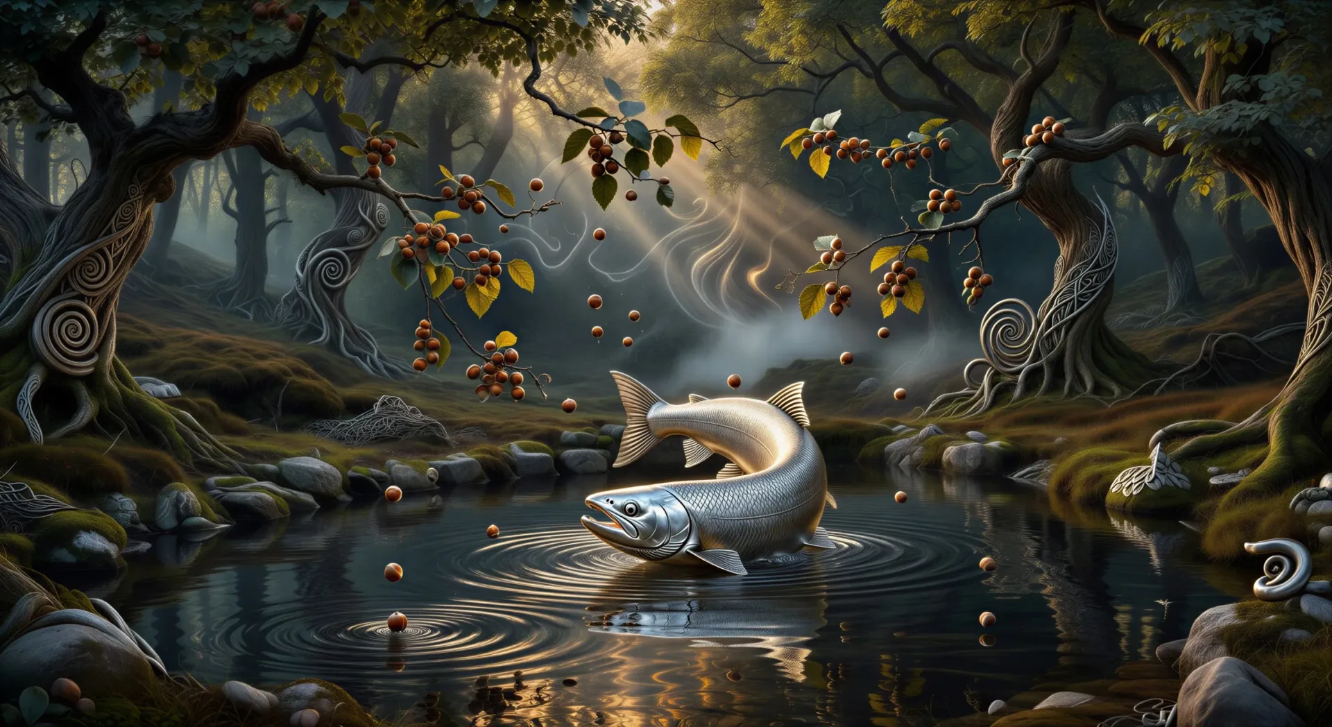 Salmon of Knowledge in the forest pool