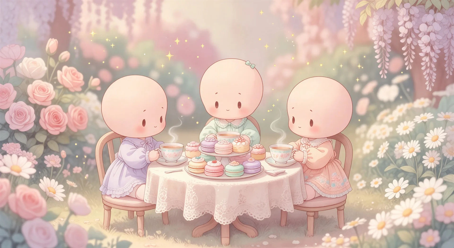 Cena do chá da tarde chibi