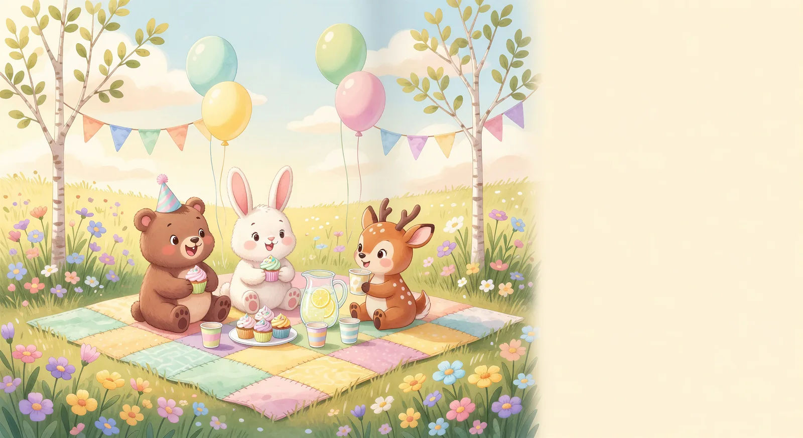 Birthday meadow picnic spread