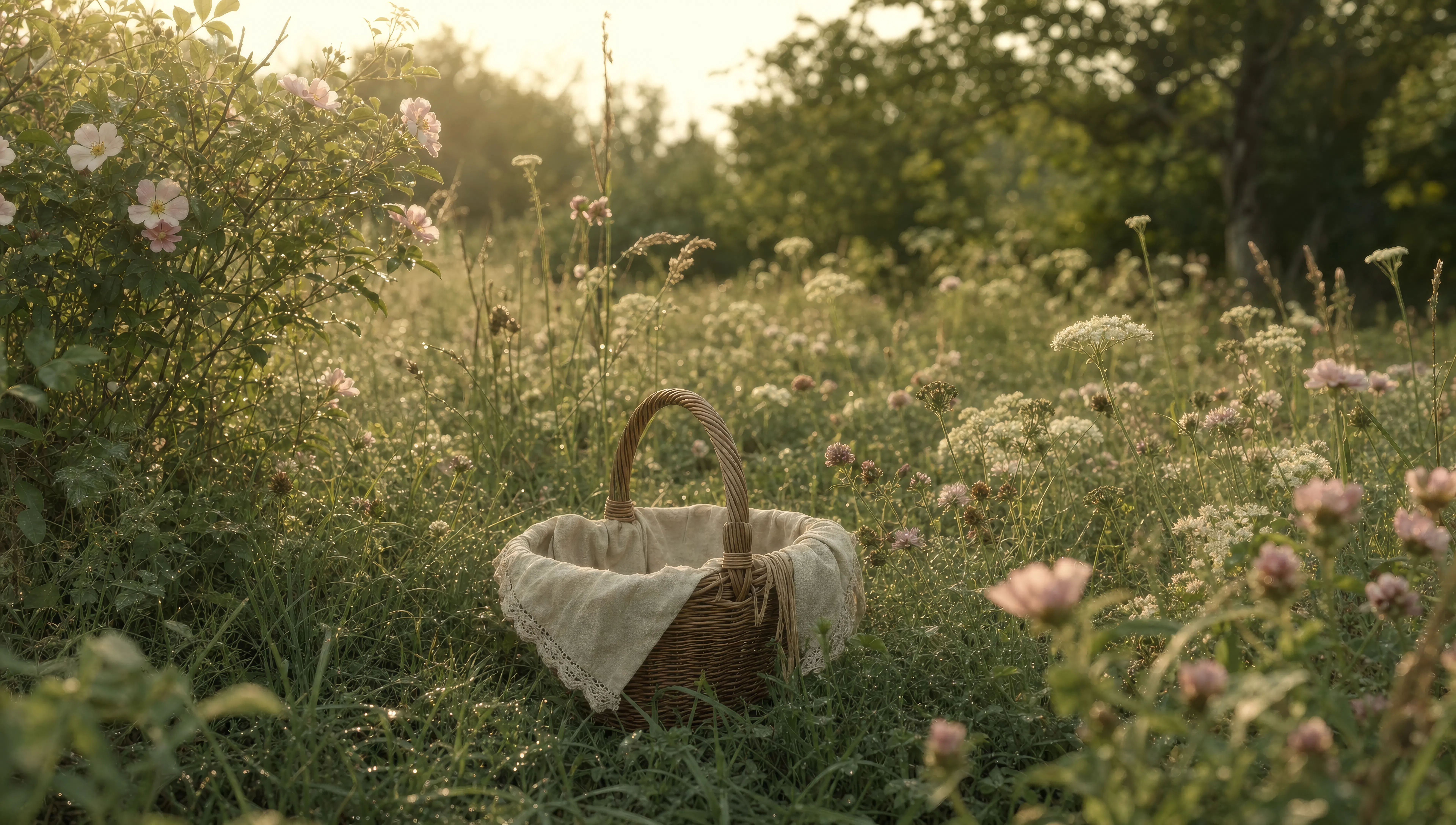Sun-dappled meadow at first light