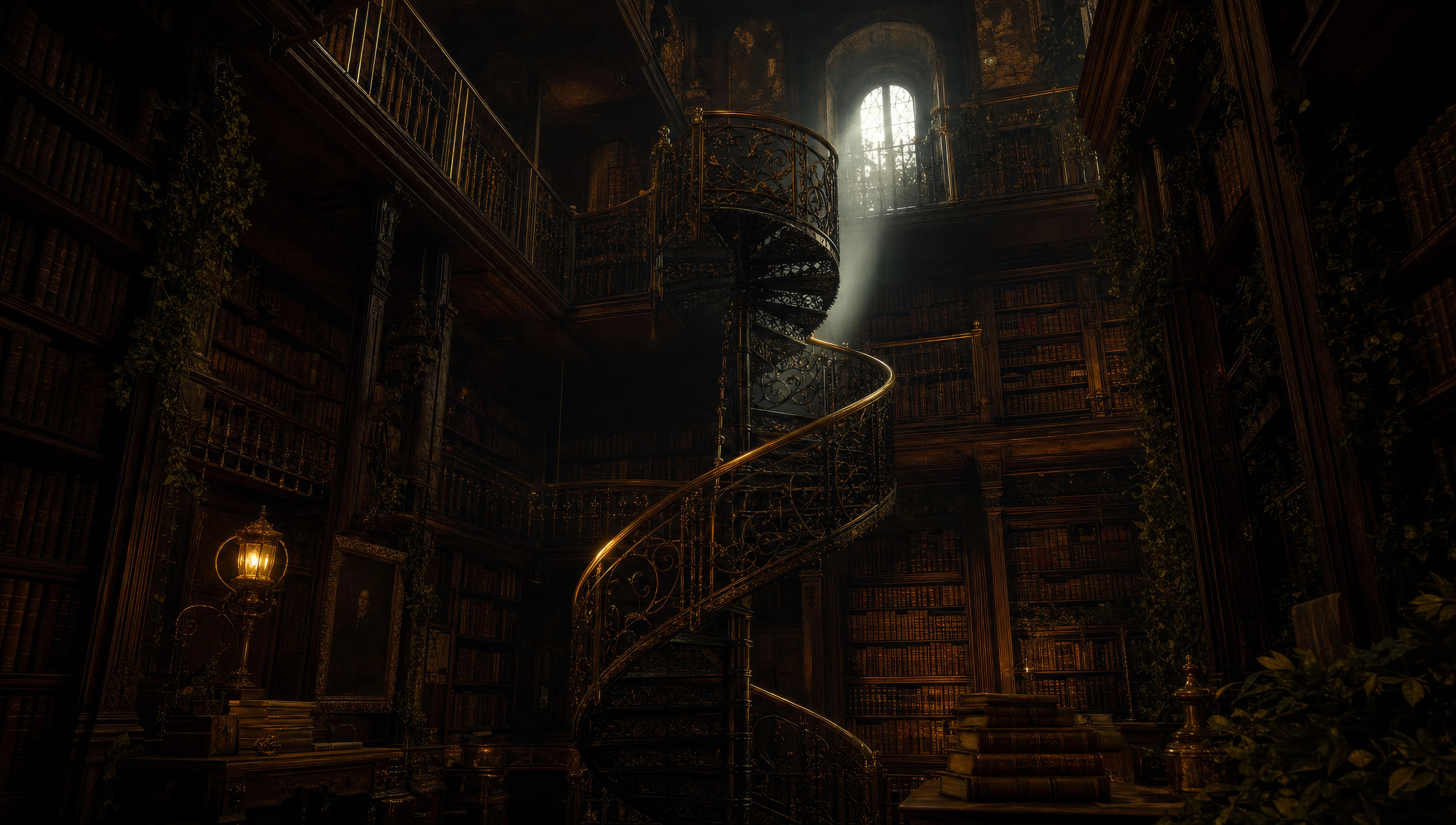 Wendeltreppe in einer College-Bibliothek