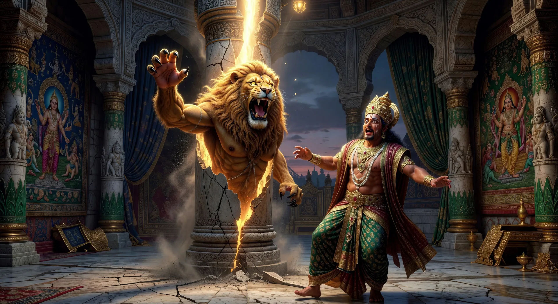 Narasimha bursts from the pillar
