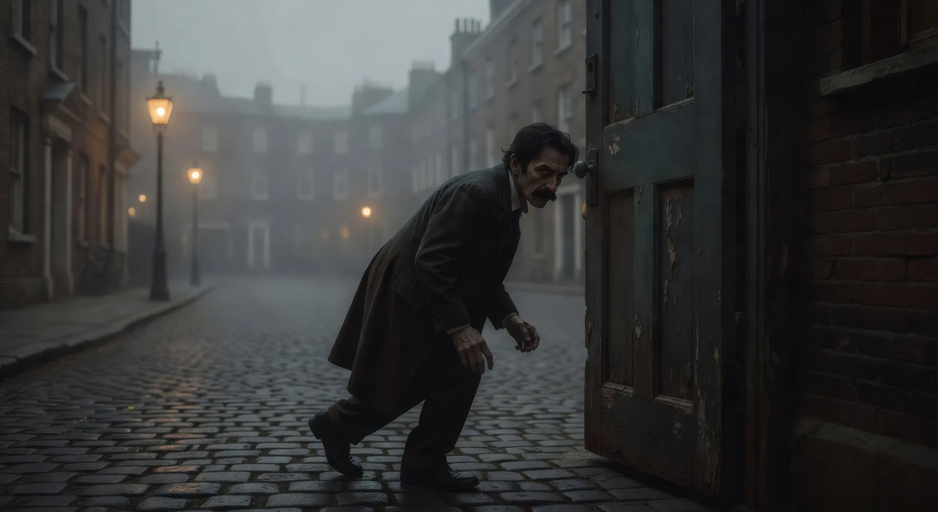 Hyde slips through the side door at dawn