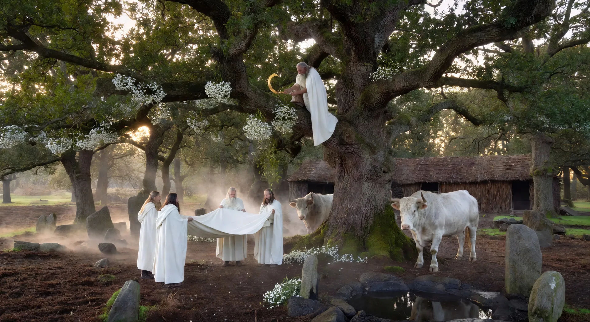 Mistletoe ritual at the sacred oak