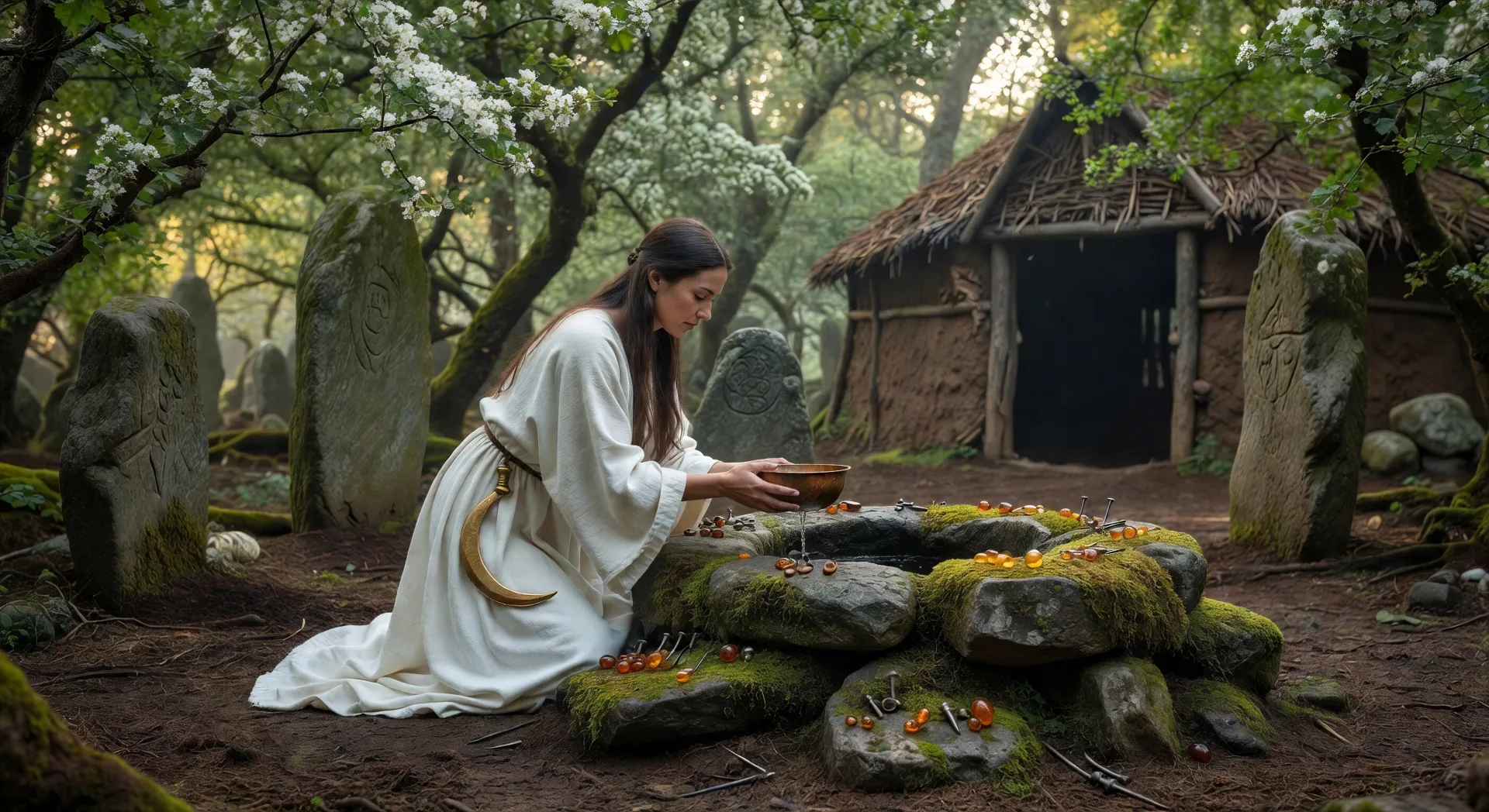 Sacred well at first light