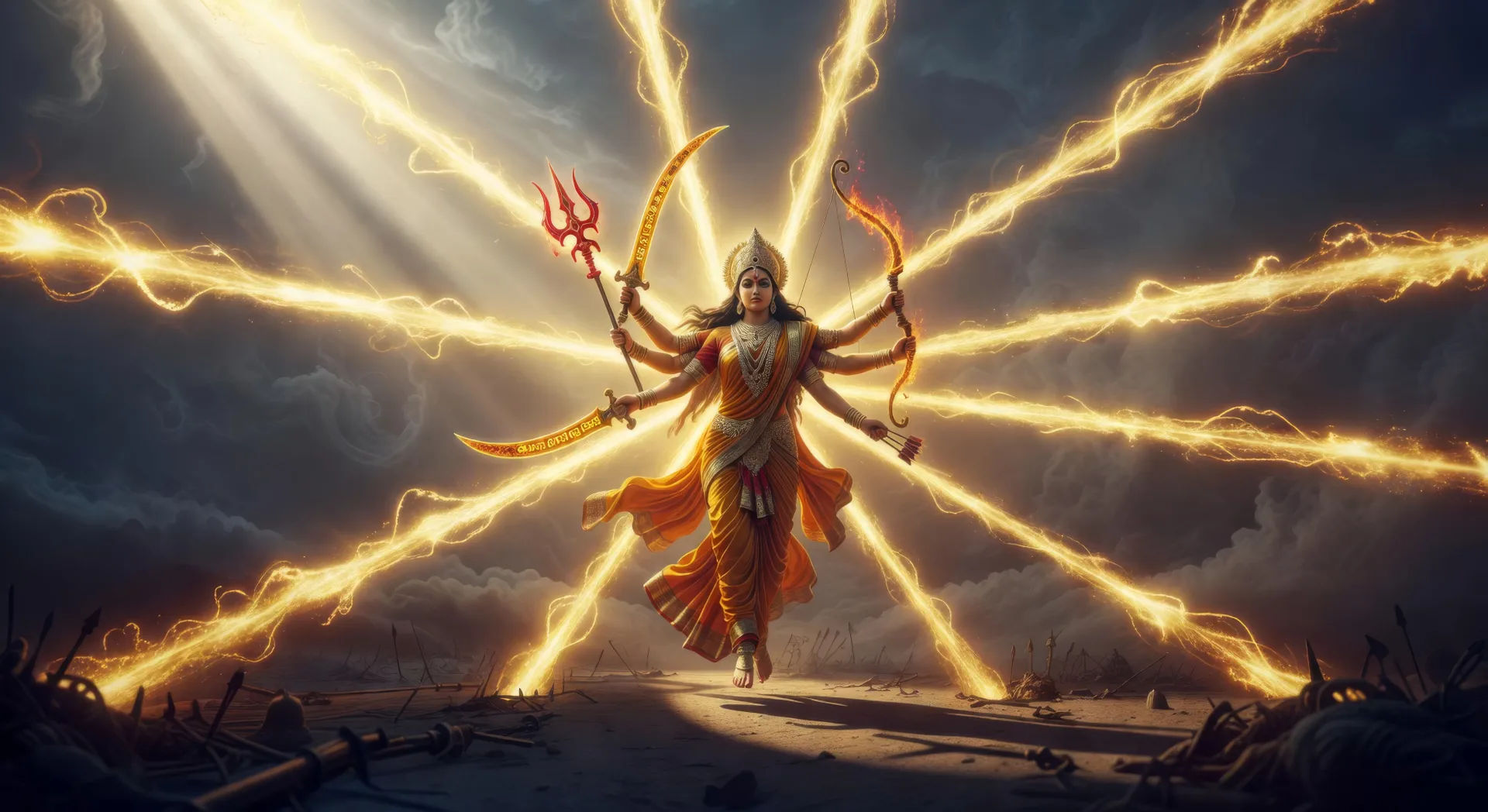 El nacimiento de Durga a partir de la luz divina