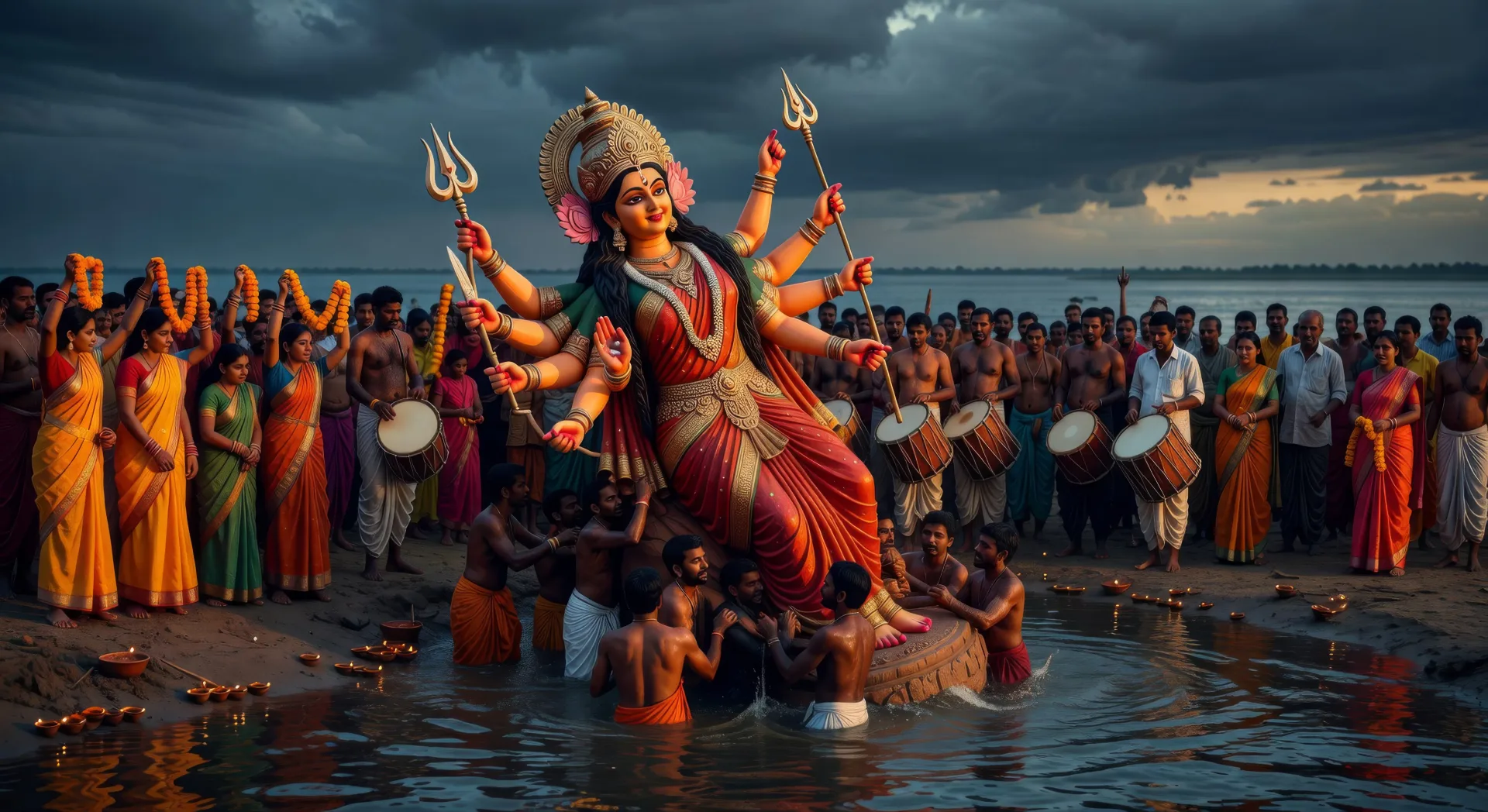 Durga visarjan on the river