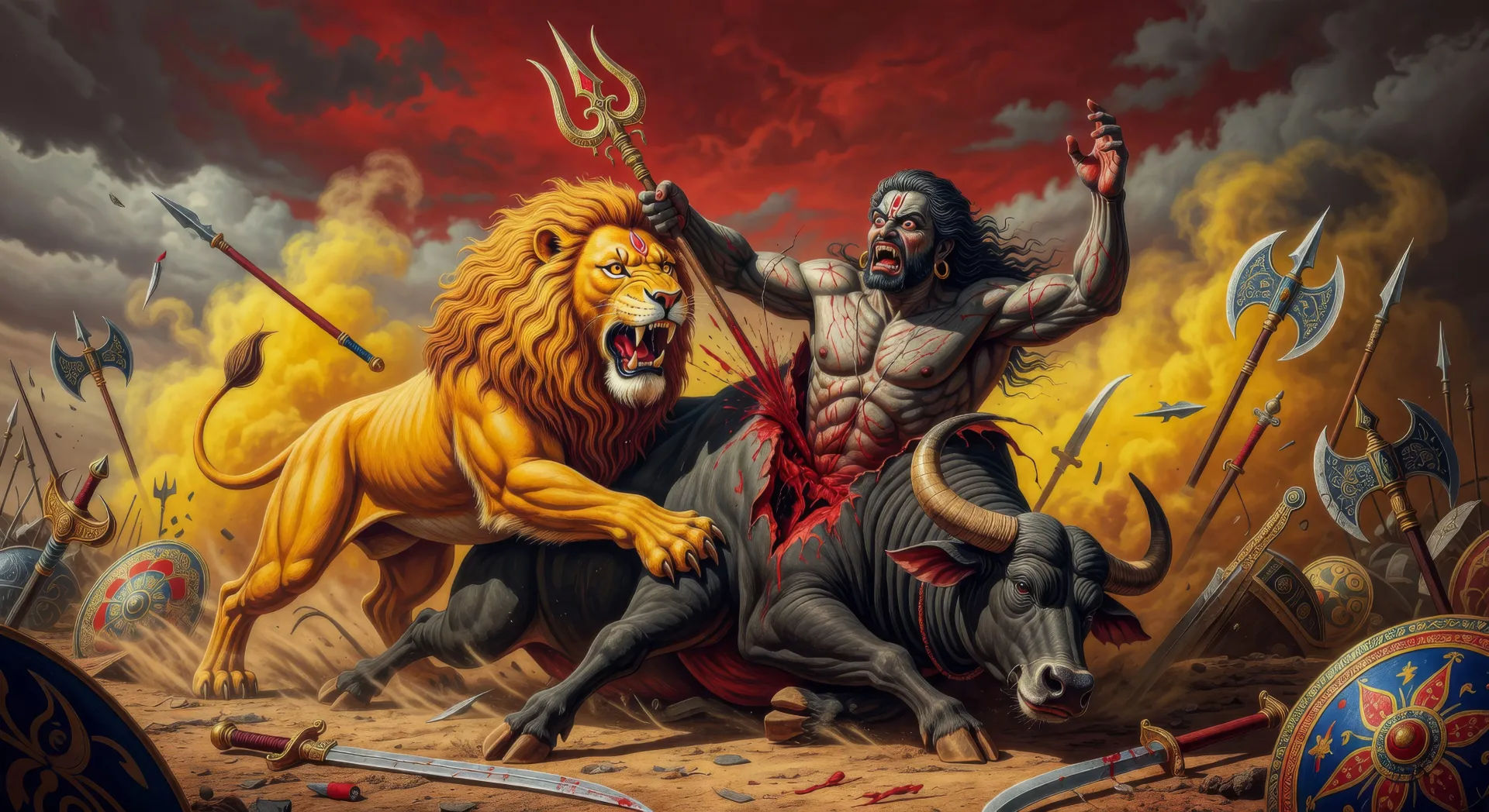 Durga vence a Mahishasura