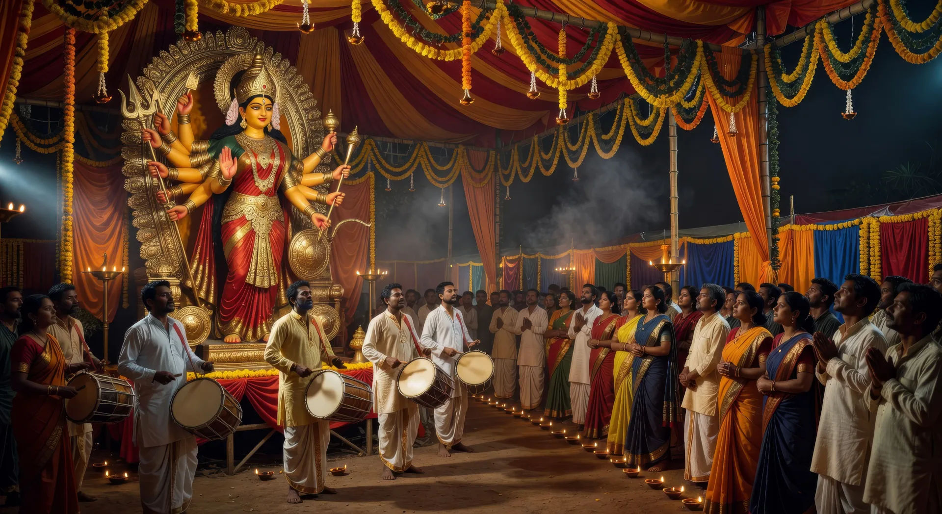 Pandal de Navratri à noite