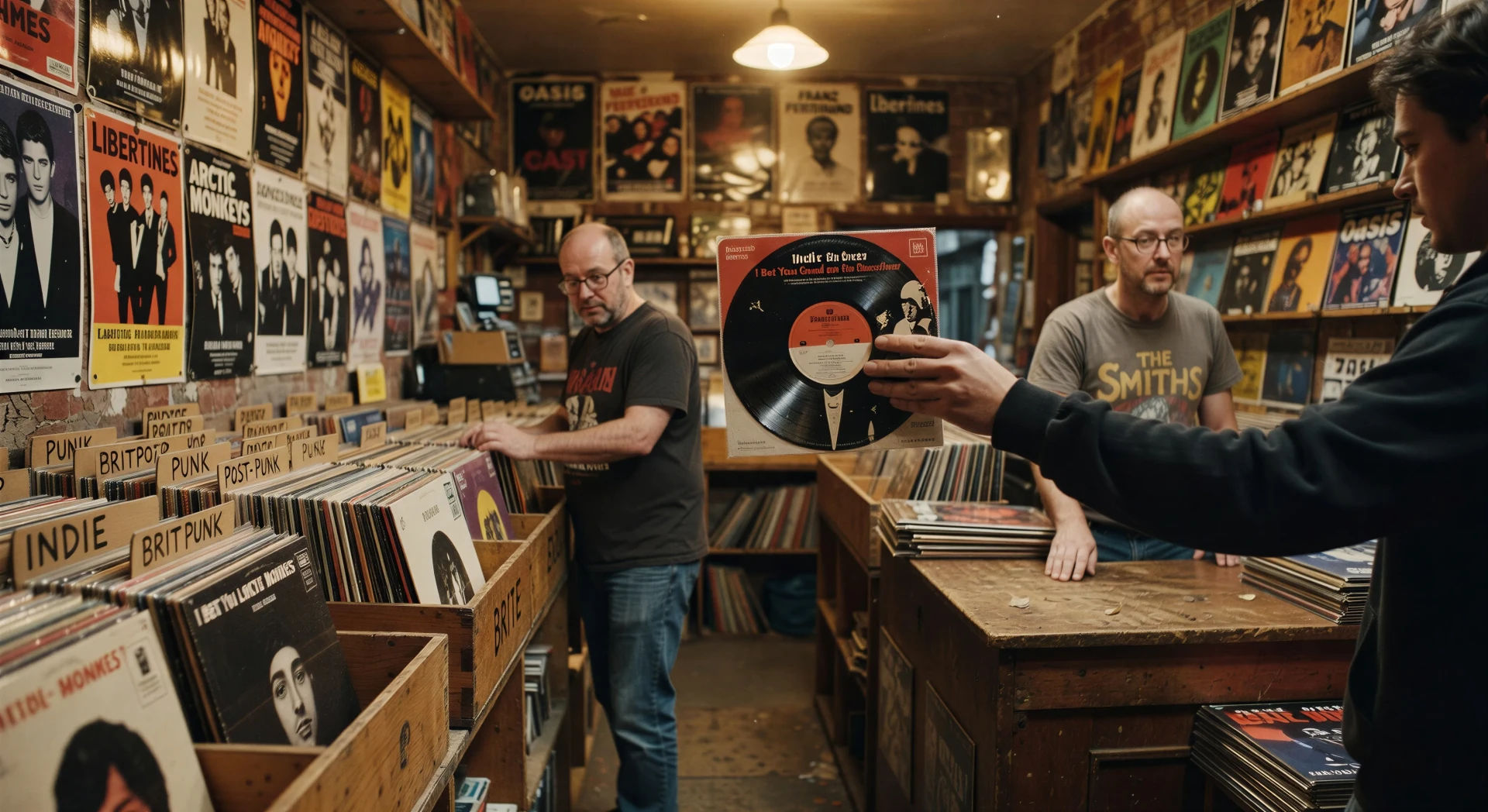 Vintage record store with snap zoom on a sleeve
