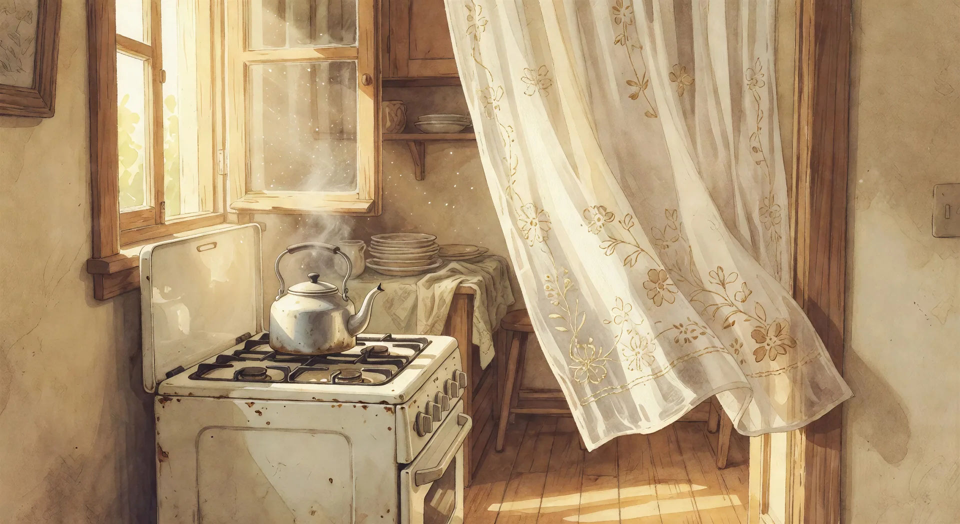 Kitchen still life with kettle