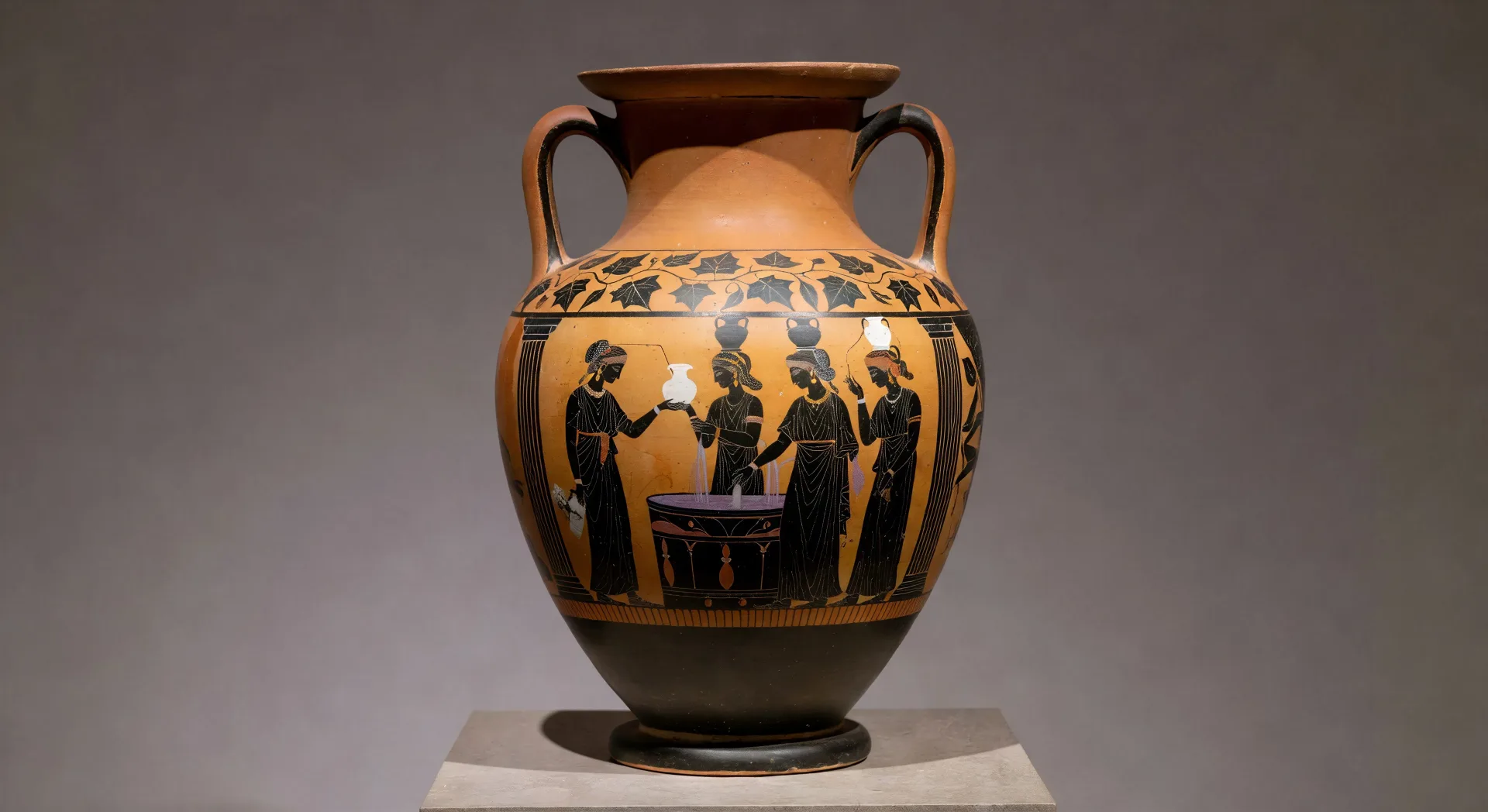 Black-figure hydria water-fetching