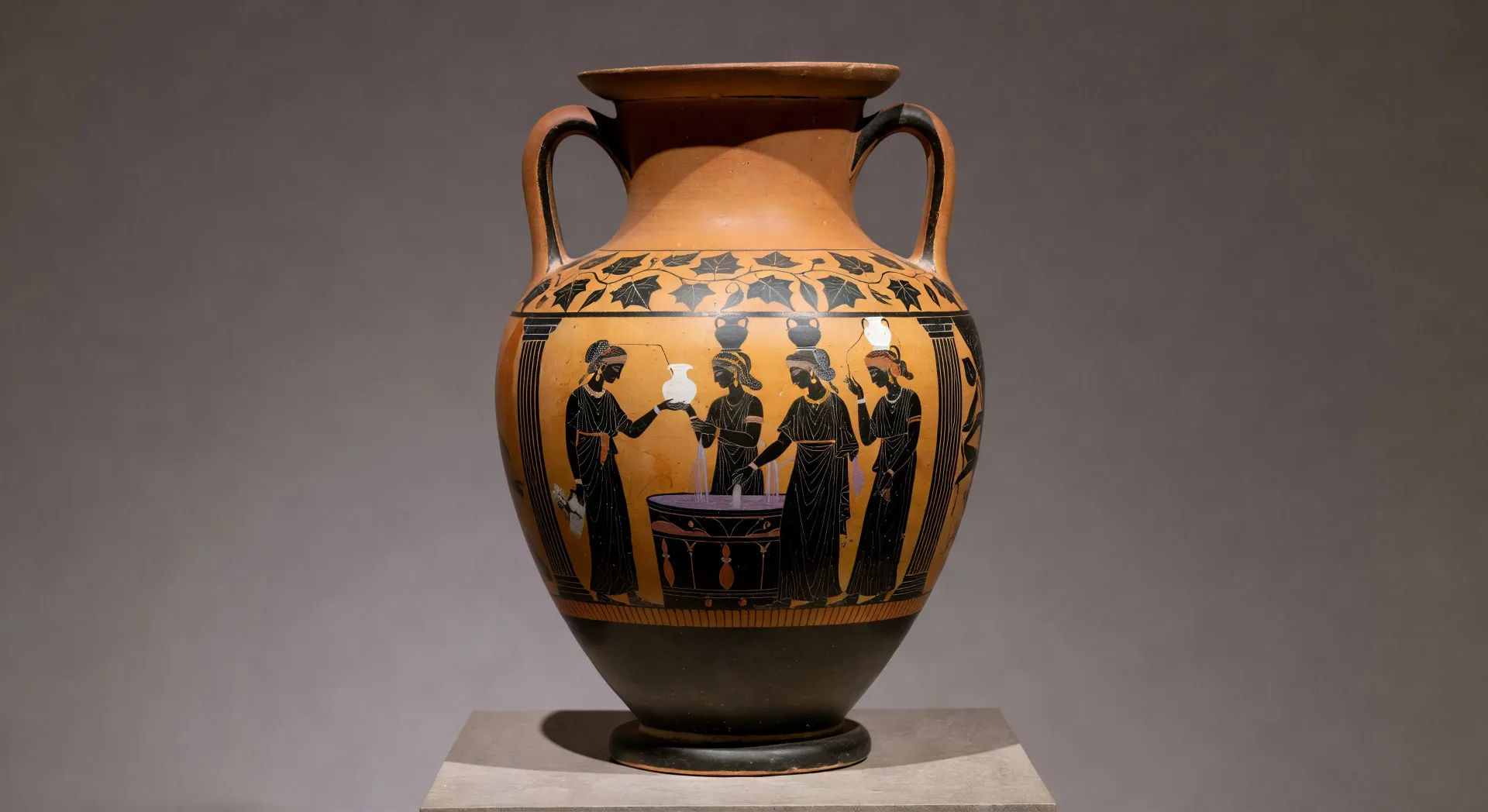 Black-figure hydria water-fetching