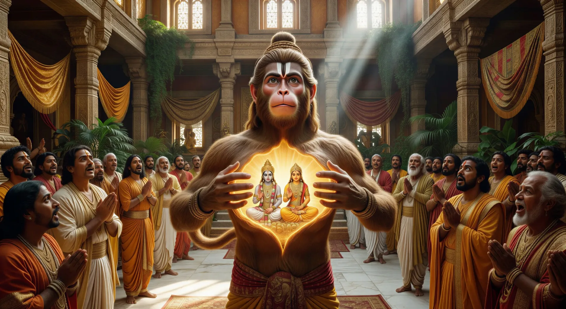Hanuman opens his chest to reveal Rama and Sita