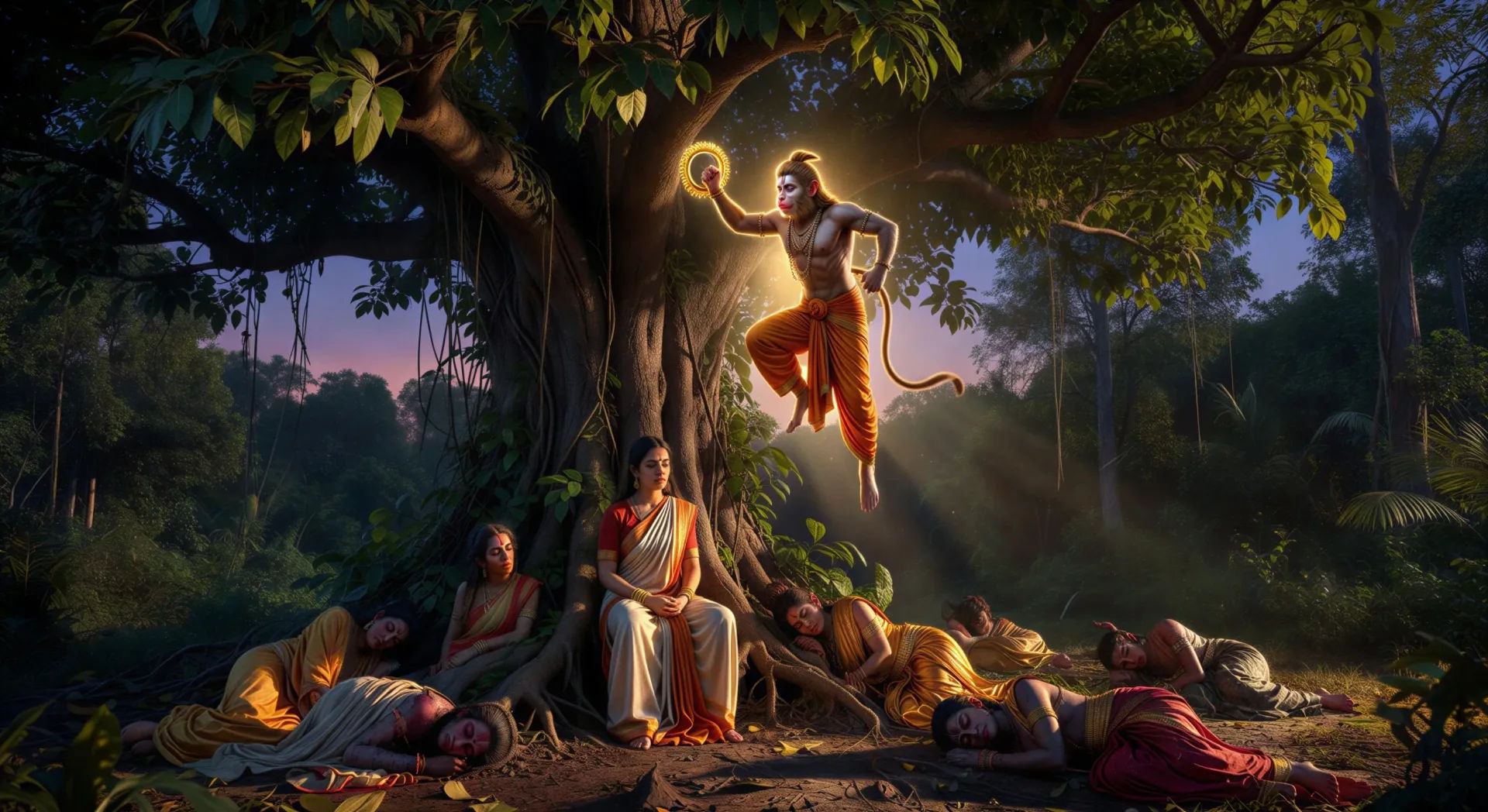 Hanuman findet Sita im Ashoka-Hain