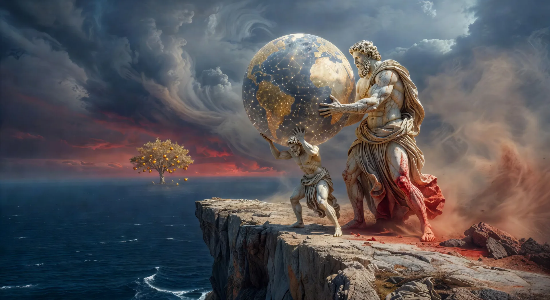Hercules holds up the sky for Atlas