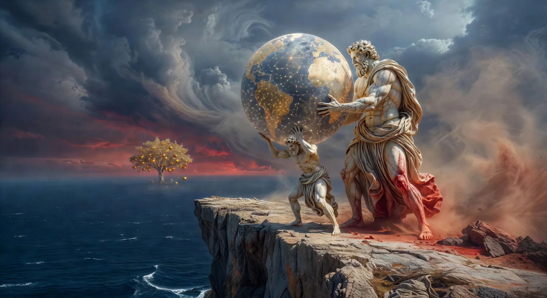 Hercules holds up the sky for Atlas