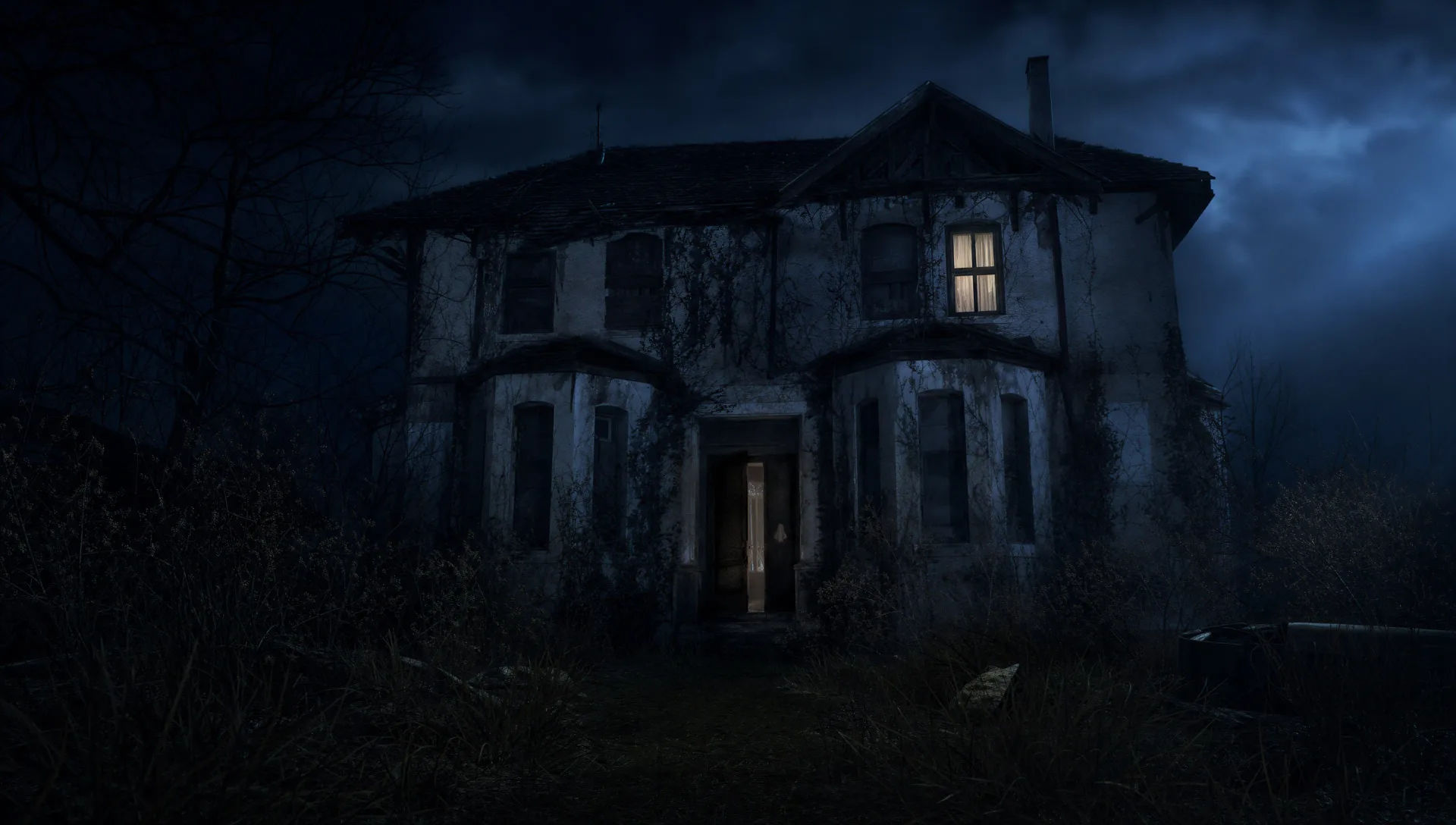 Casa abandonada à noite