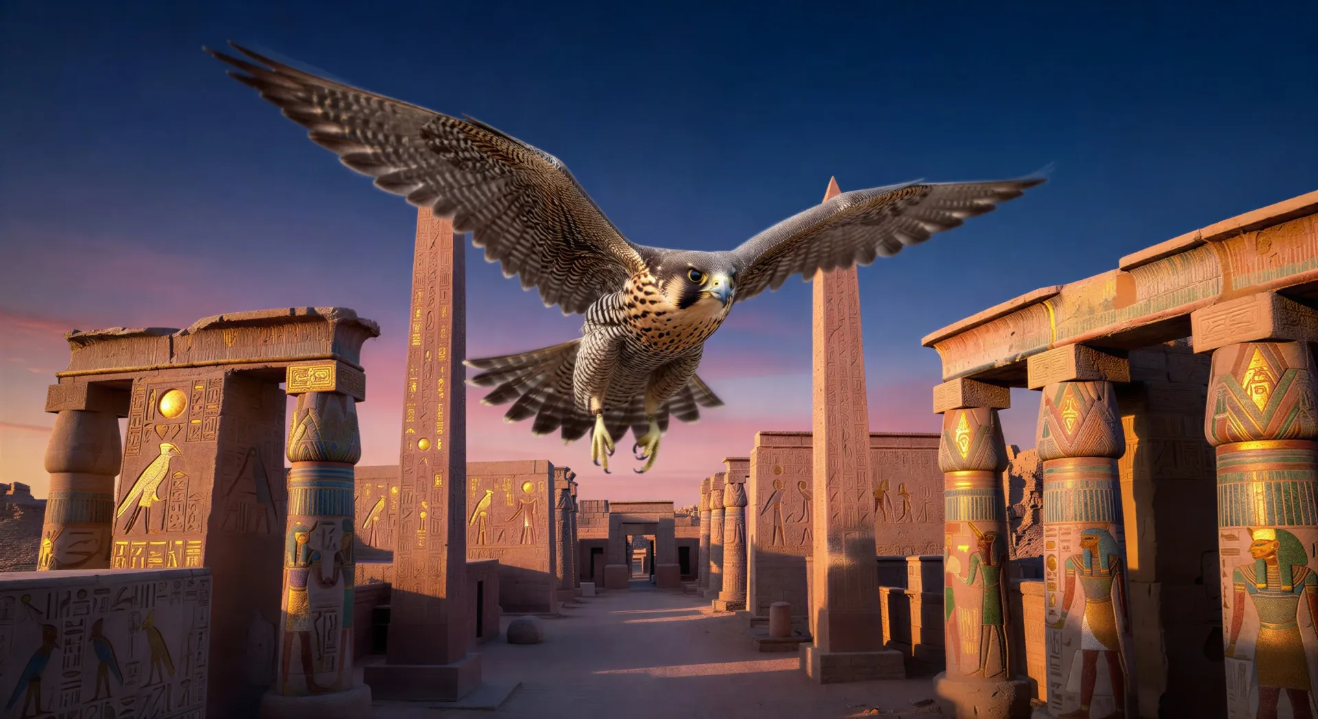 Horus as falcon over Karnak