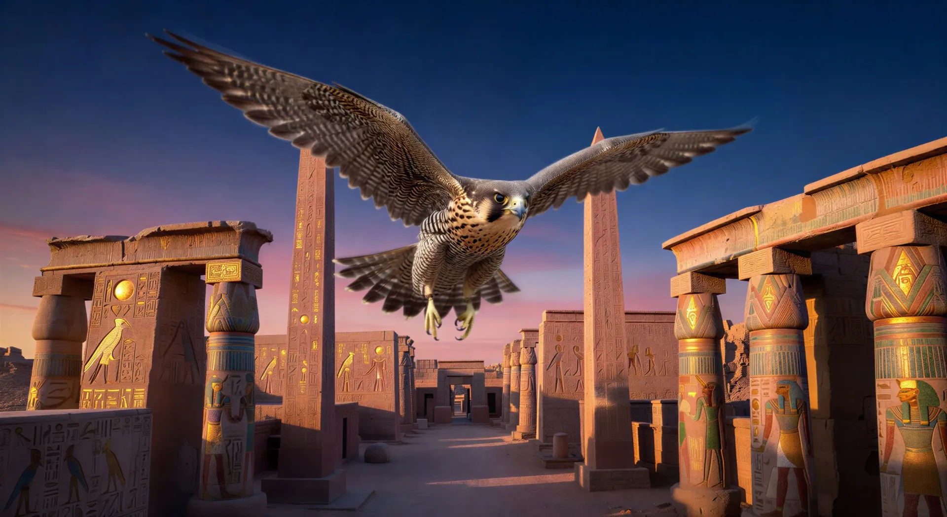 Horus como halcón sobre Karnak