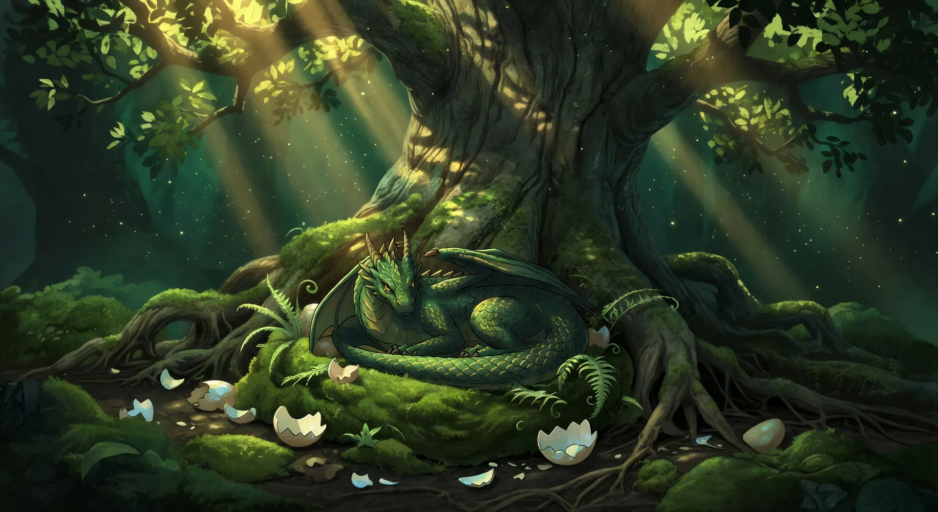 Forest dragon nest still life