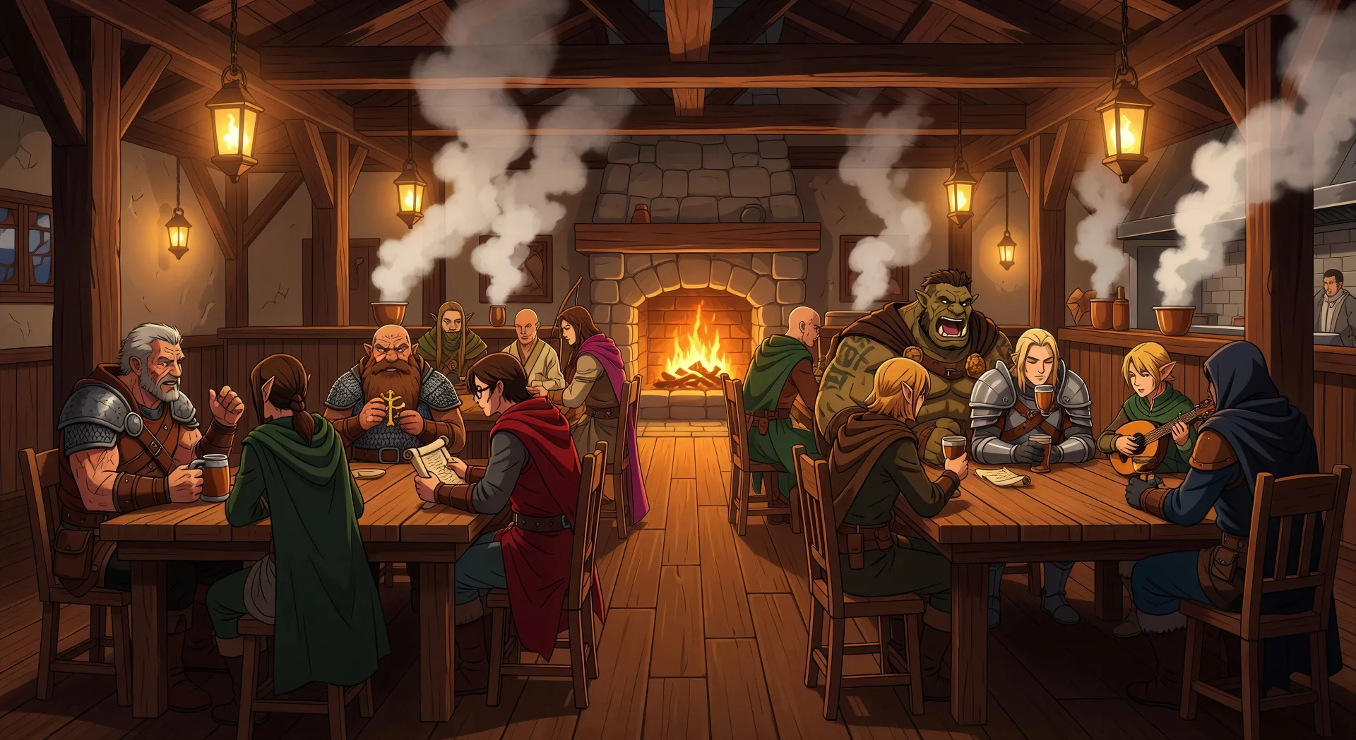 Tavern interior wide illustration