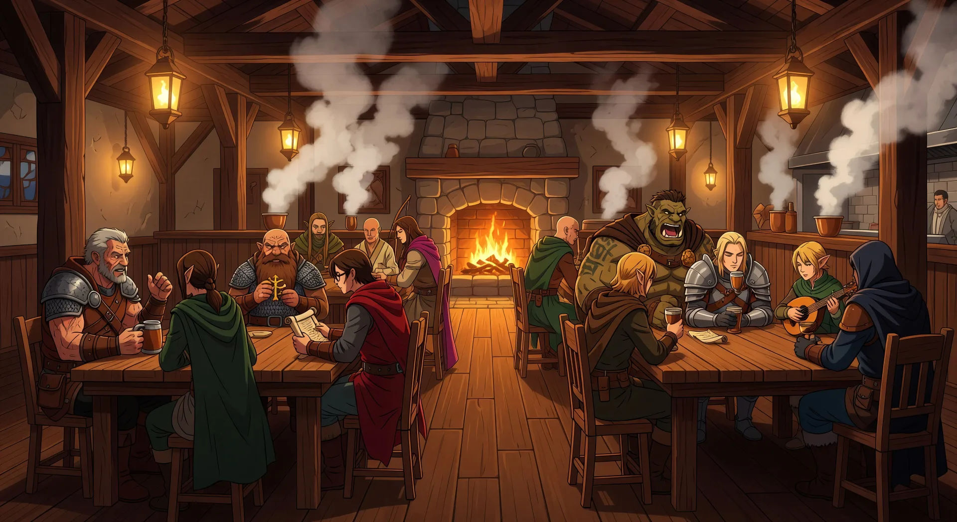 Tavern interior wide illustration