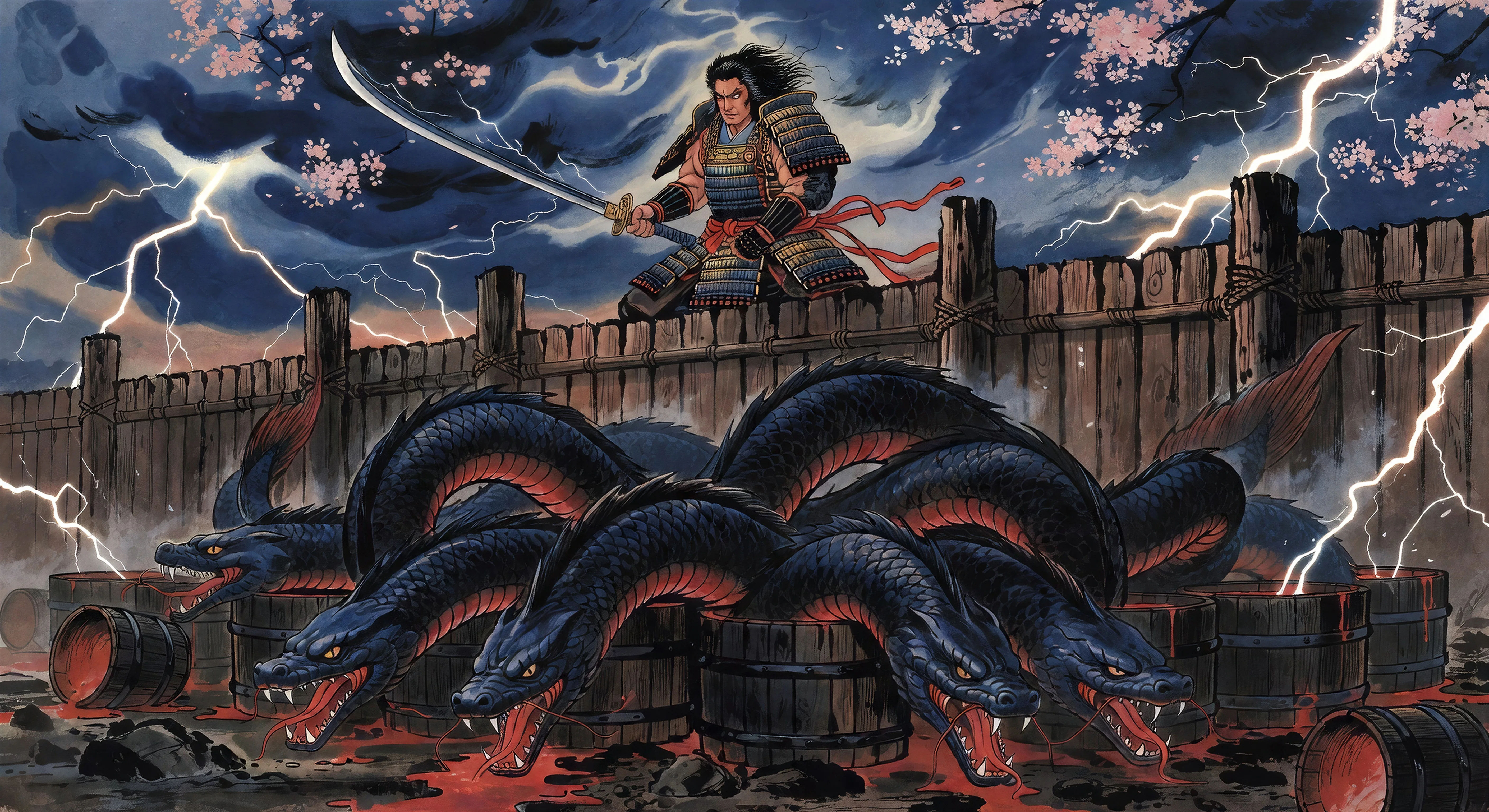 Susanoo erschlägt Yamata no Orochi