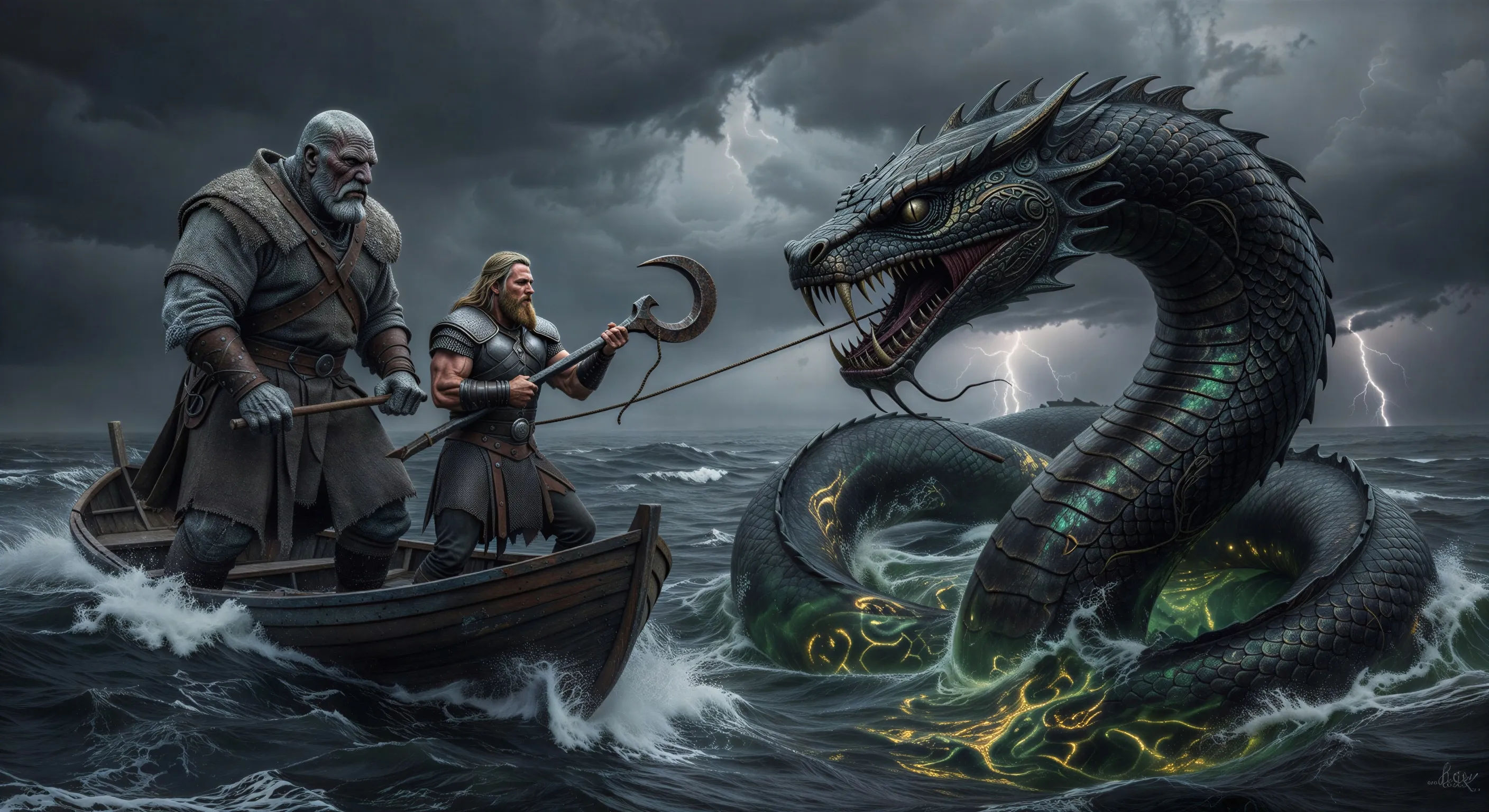 Thor hakt die Schlange