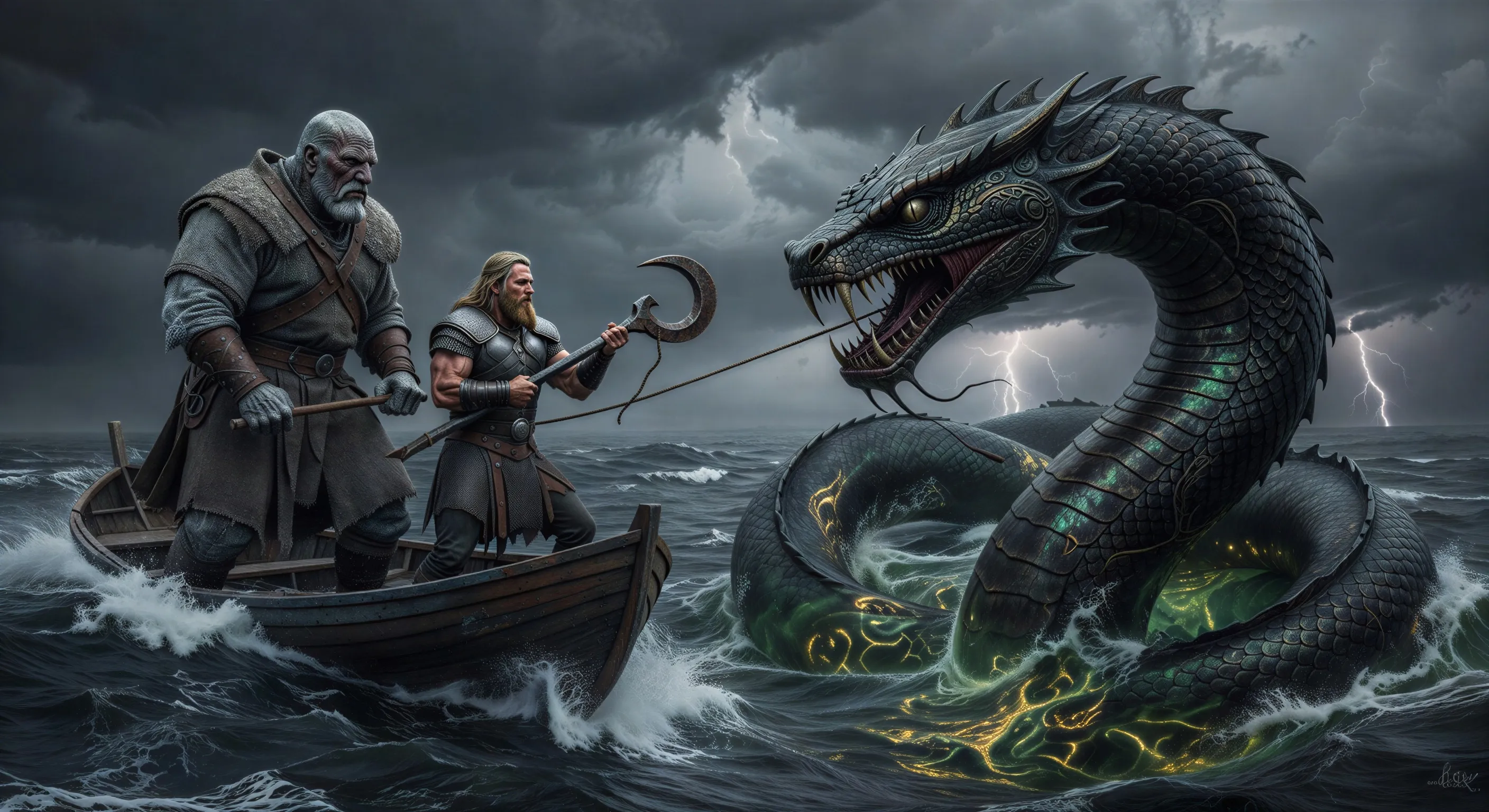 Thor hooks the serpent