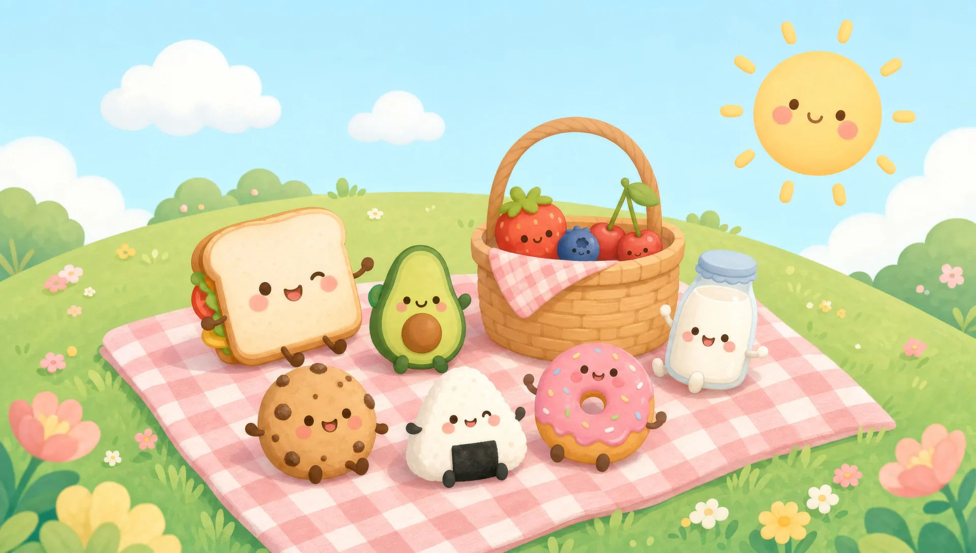 Kawaii picnic on a hill