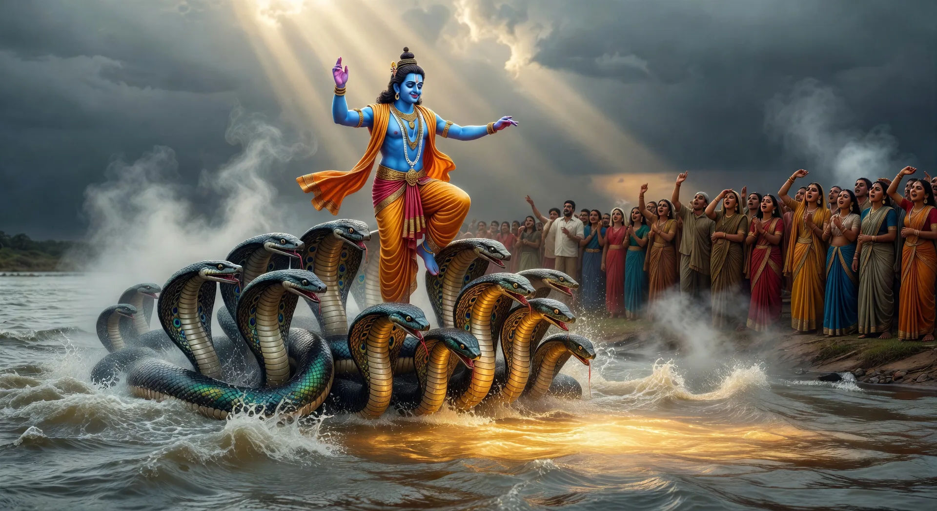 Krishna subjuga Kaliya no Yamuna