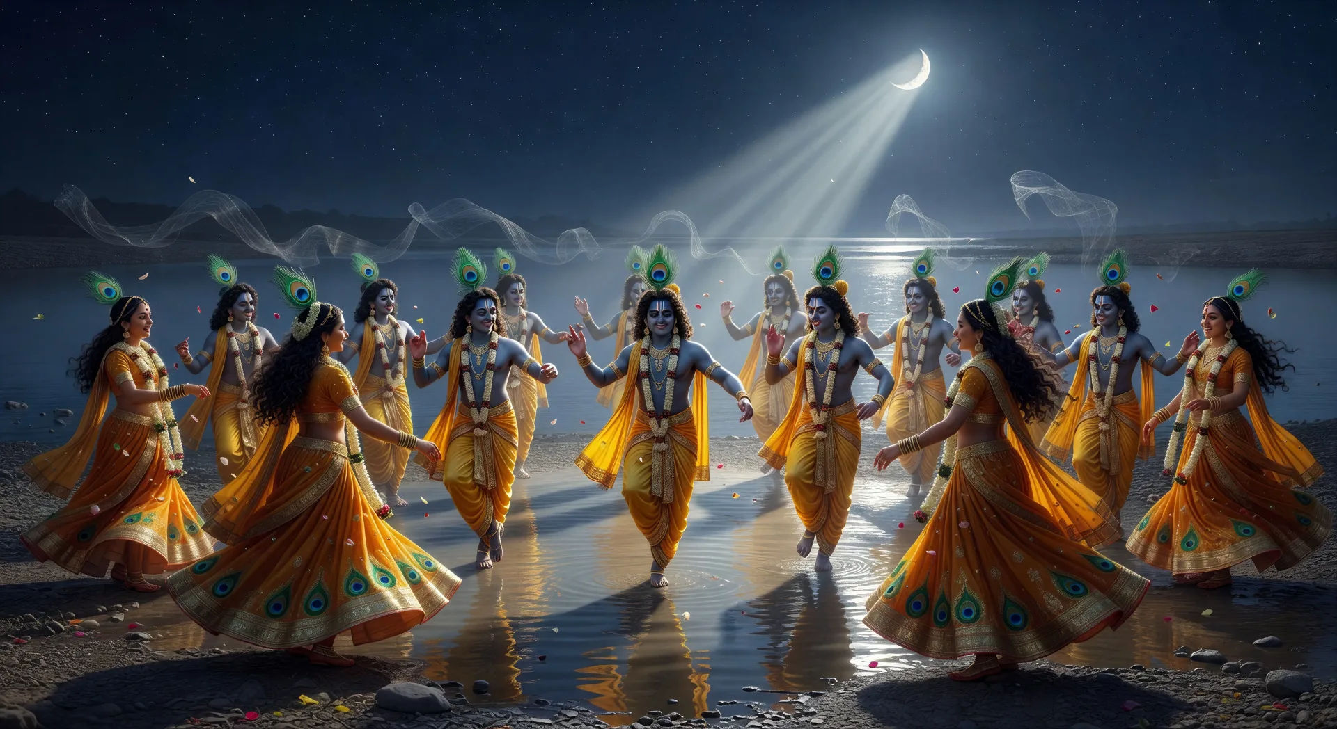 A raas leela na margem do Yamuna