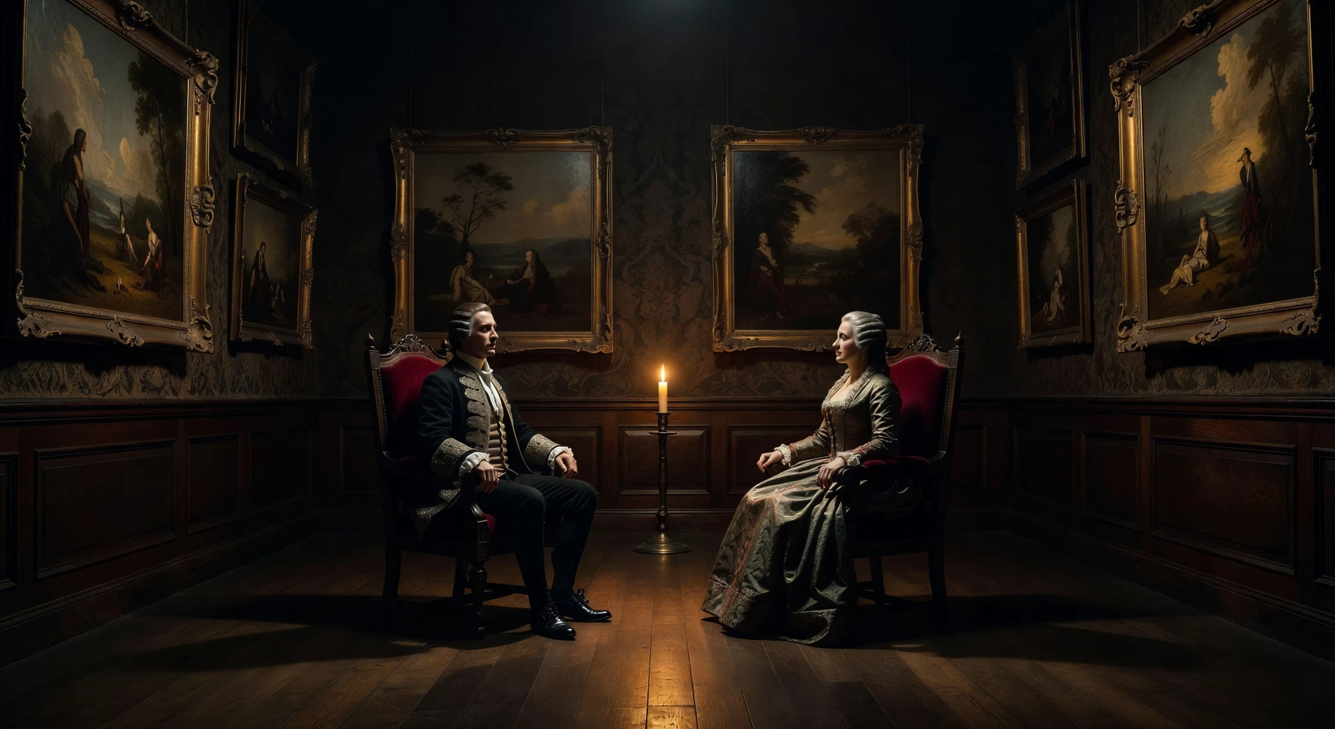 Candlelit period drawing room