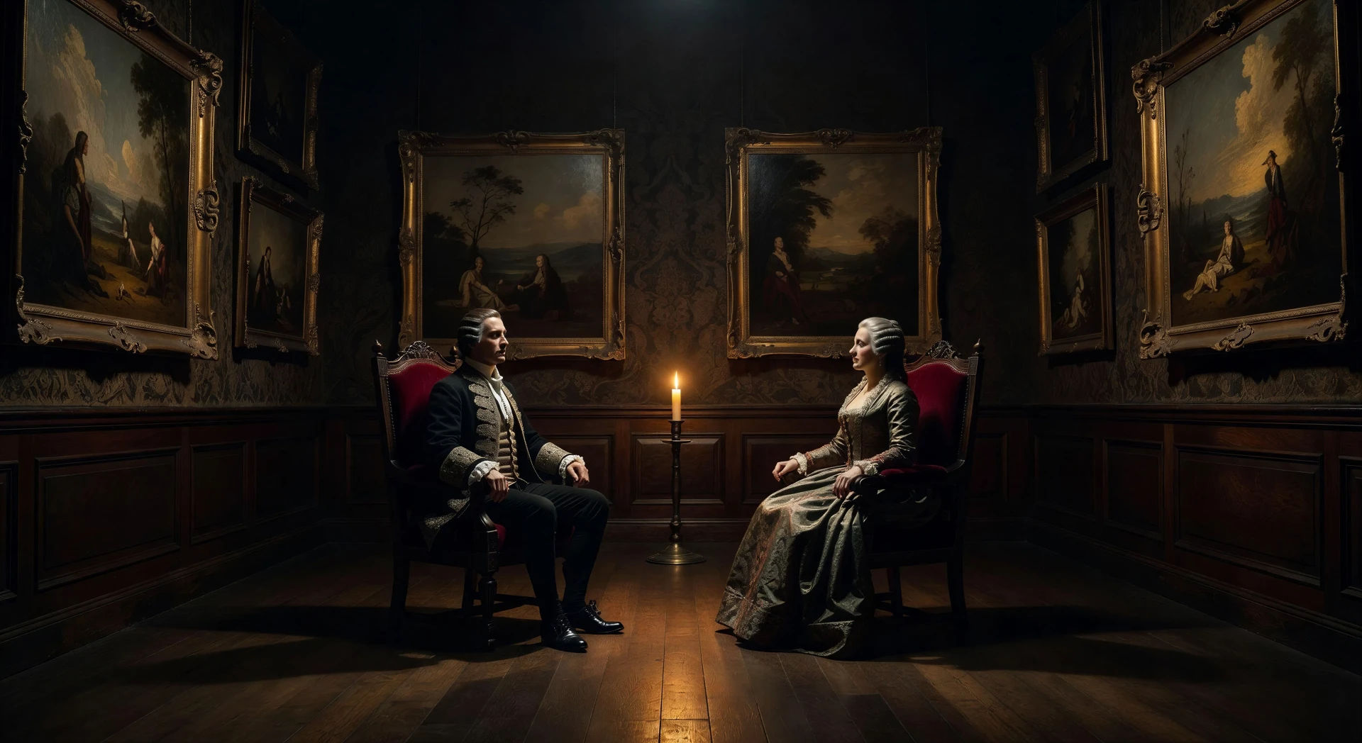 Candlelit period drawing room