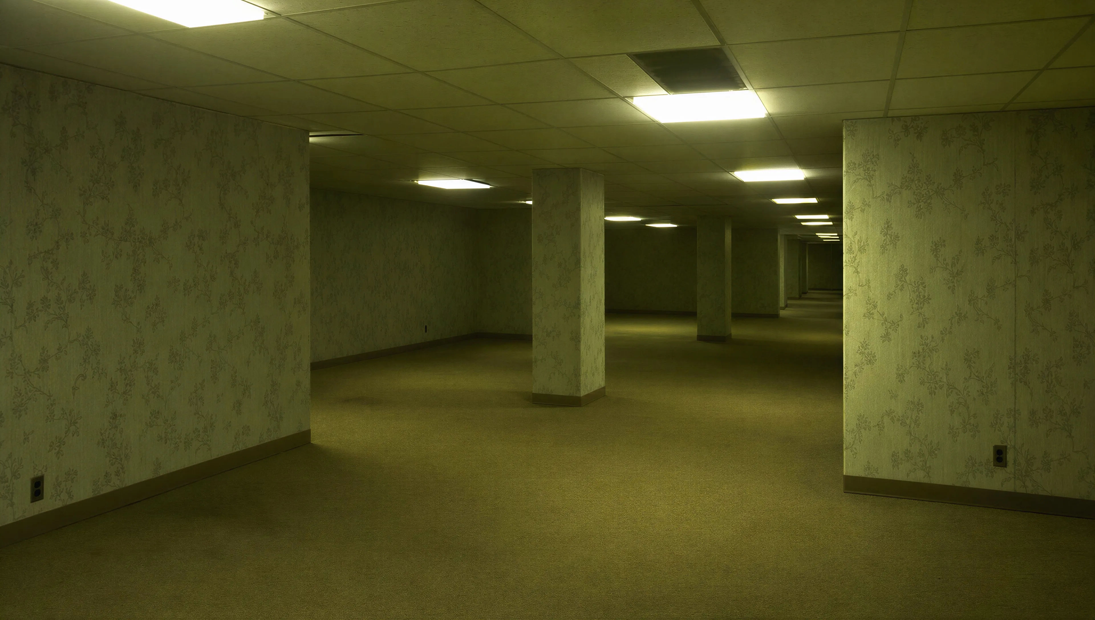Die Backrooms – gelbe Tapete