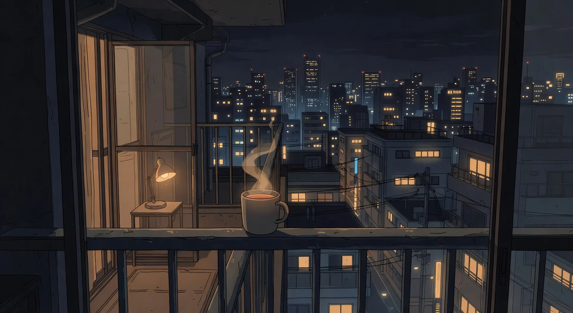 Tokyo balcony city-lights view