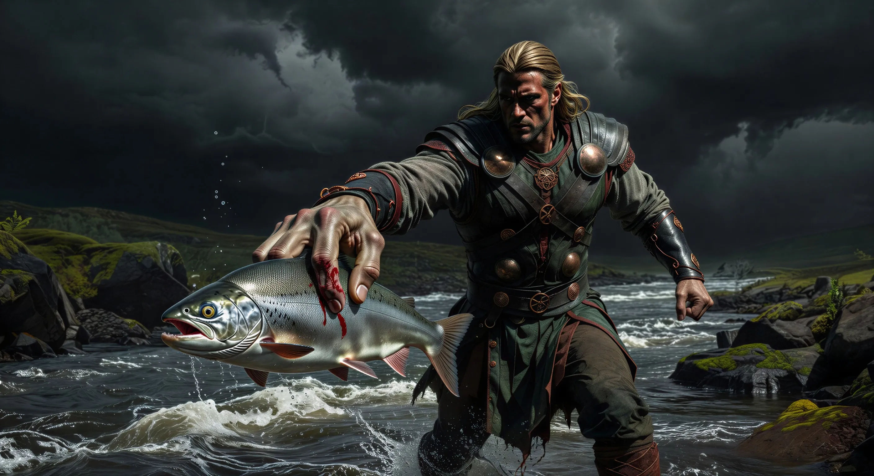 Loki the salmon, caught