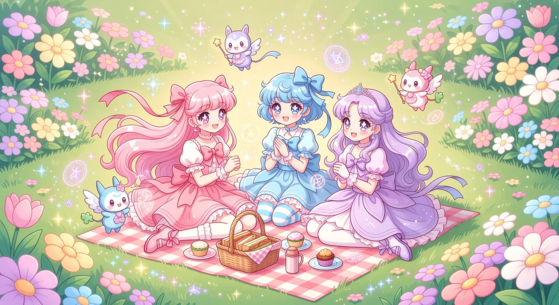 Magical garden with mascots