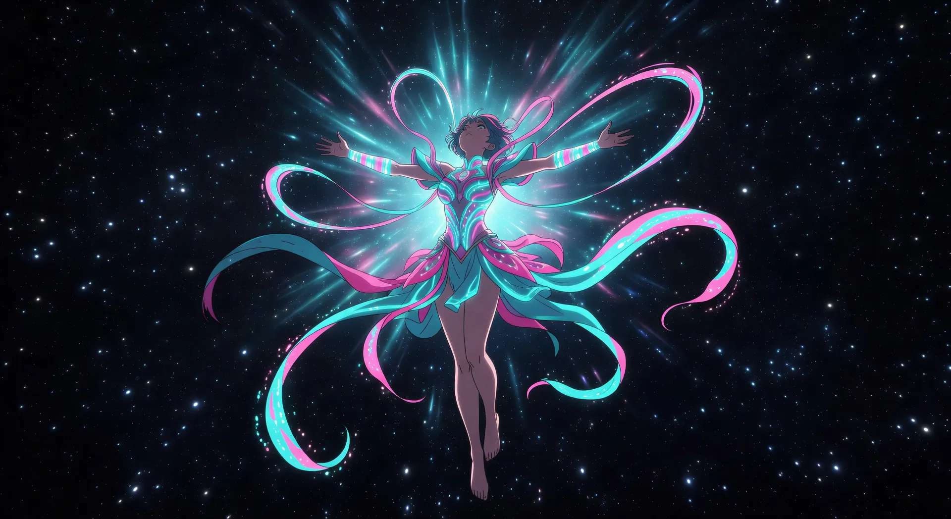 Mid-transformation with ribbons