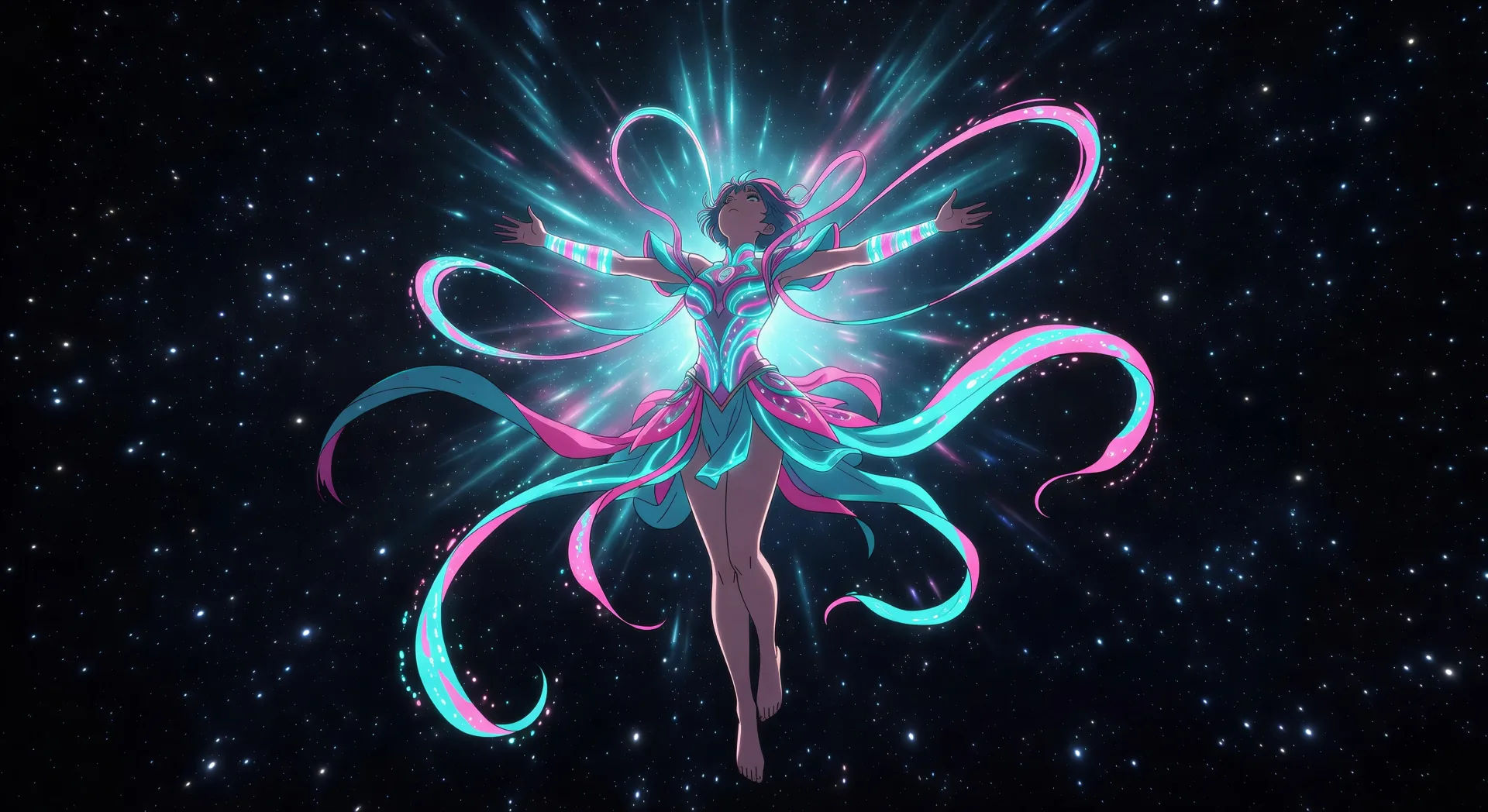 Mid-transformation with ribbons