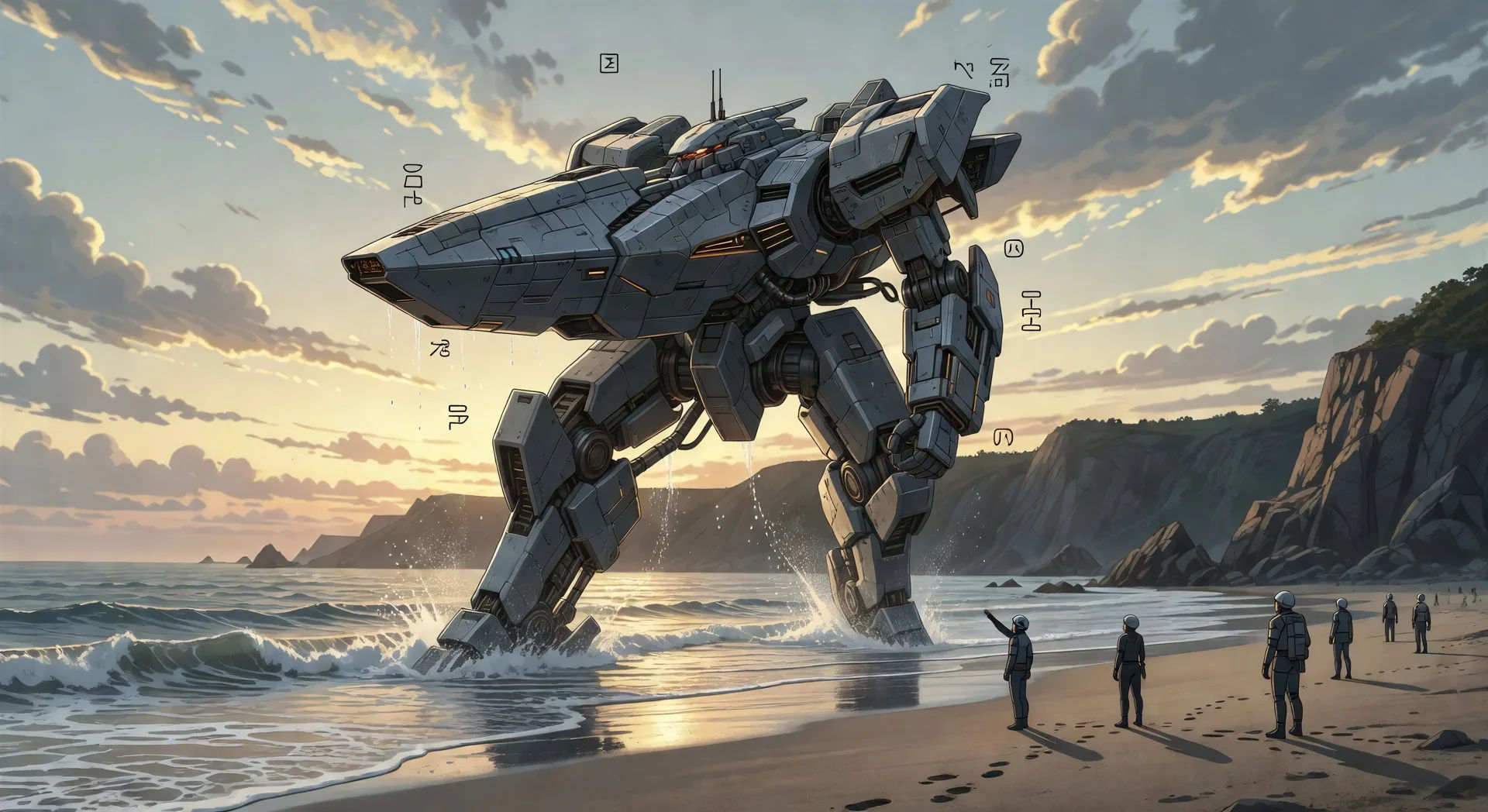 Ilustração de desembarque na praia